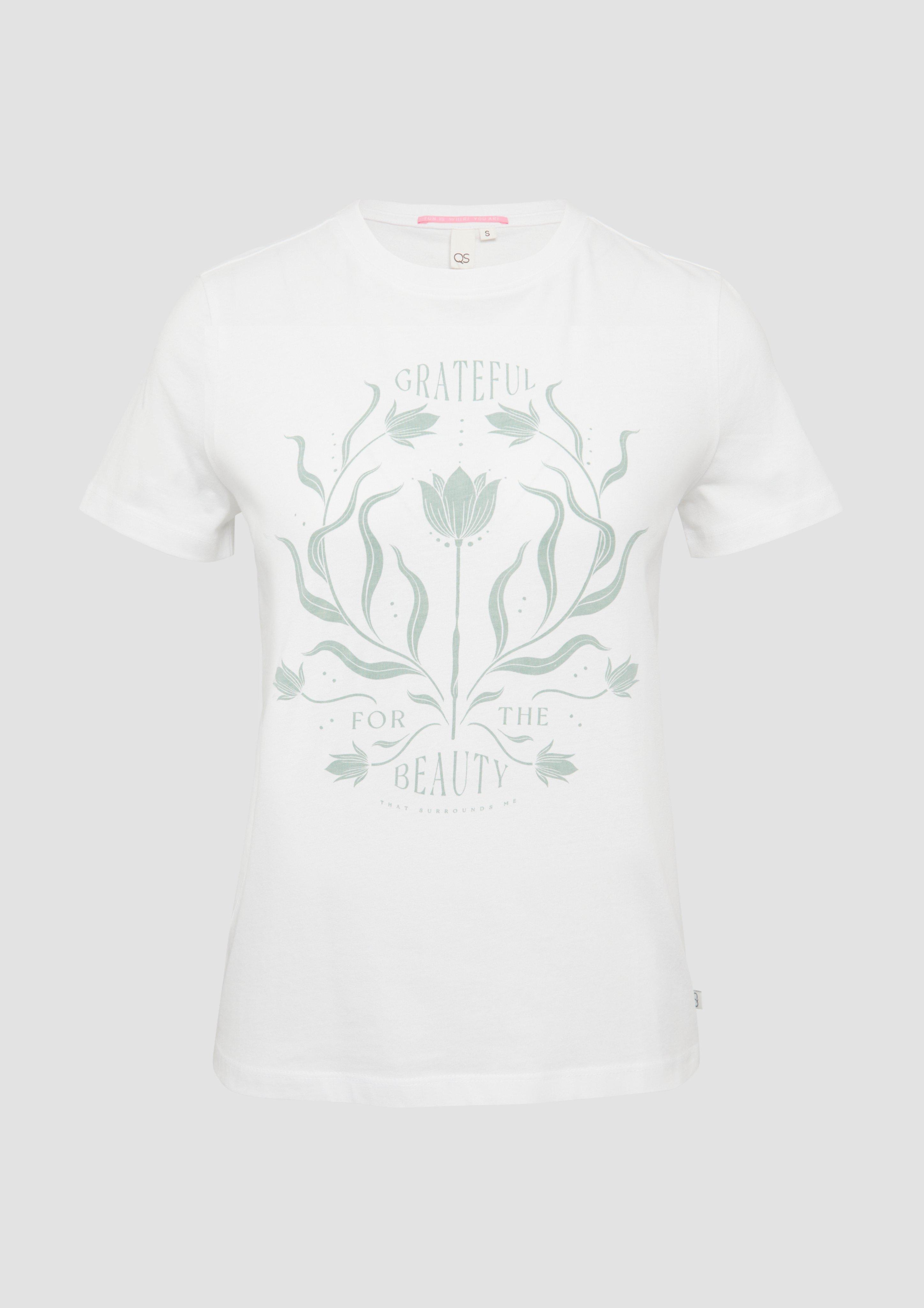 QS - Baumwollshirt mit Frontprint, Damen, weiß
