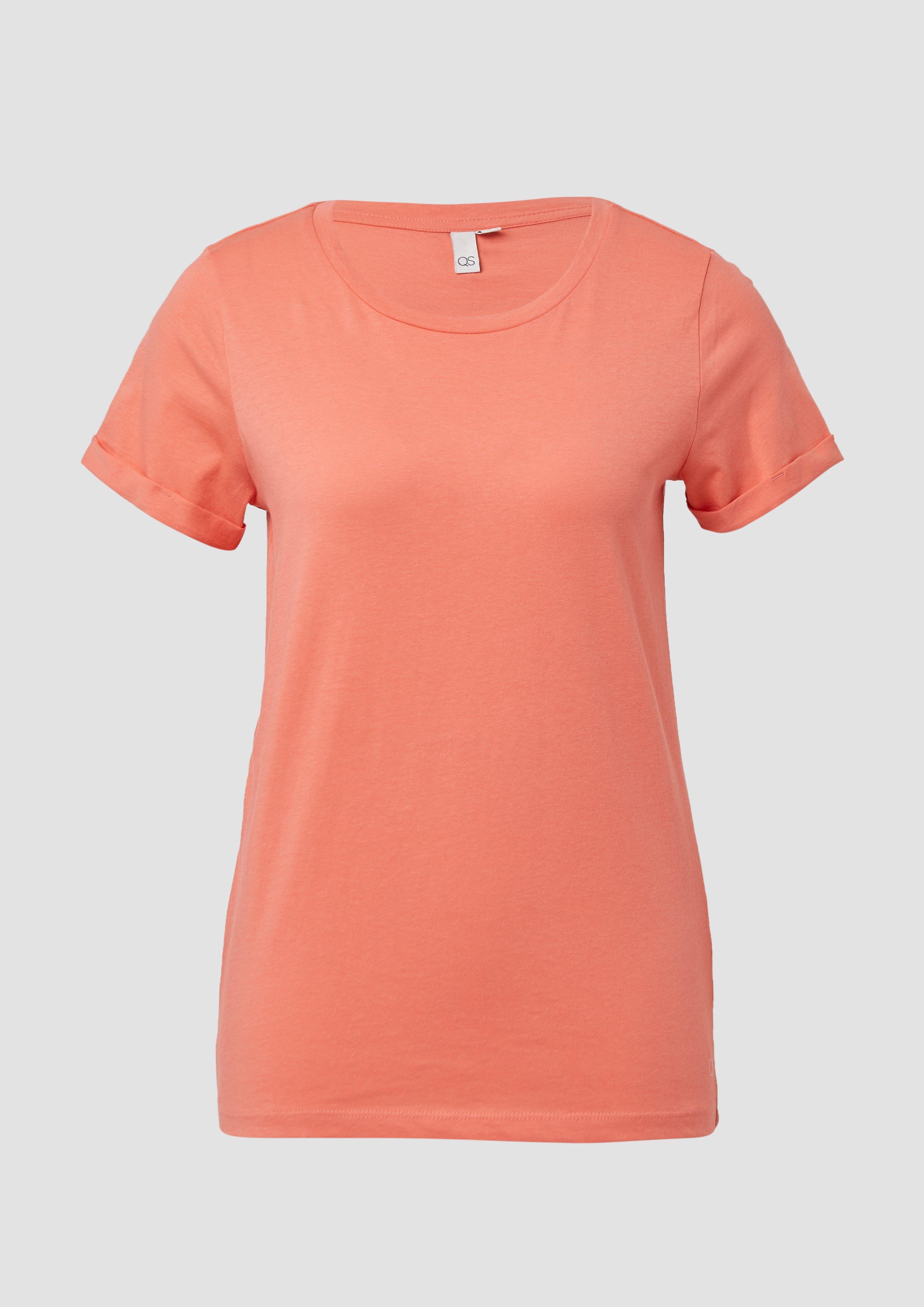 QS - Baumwollshirt mit Rundhalsausschnitt, Damen, rot