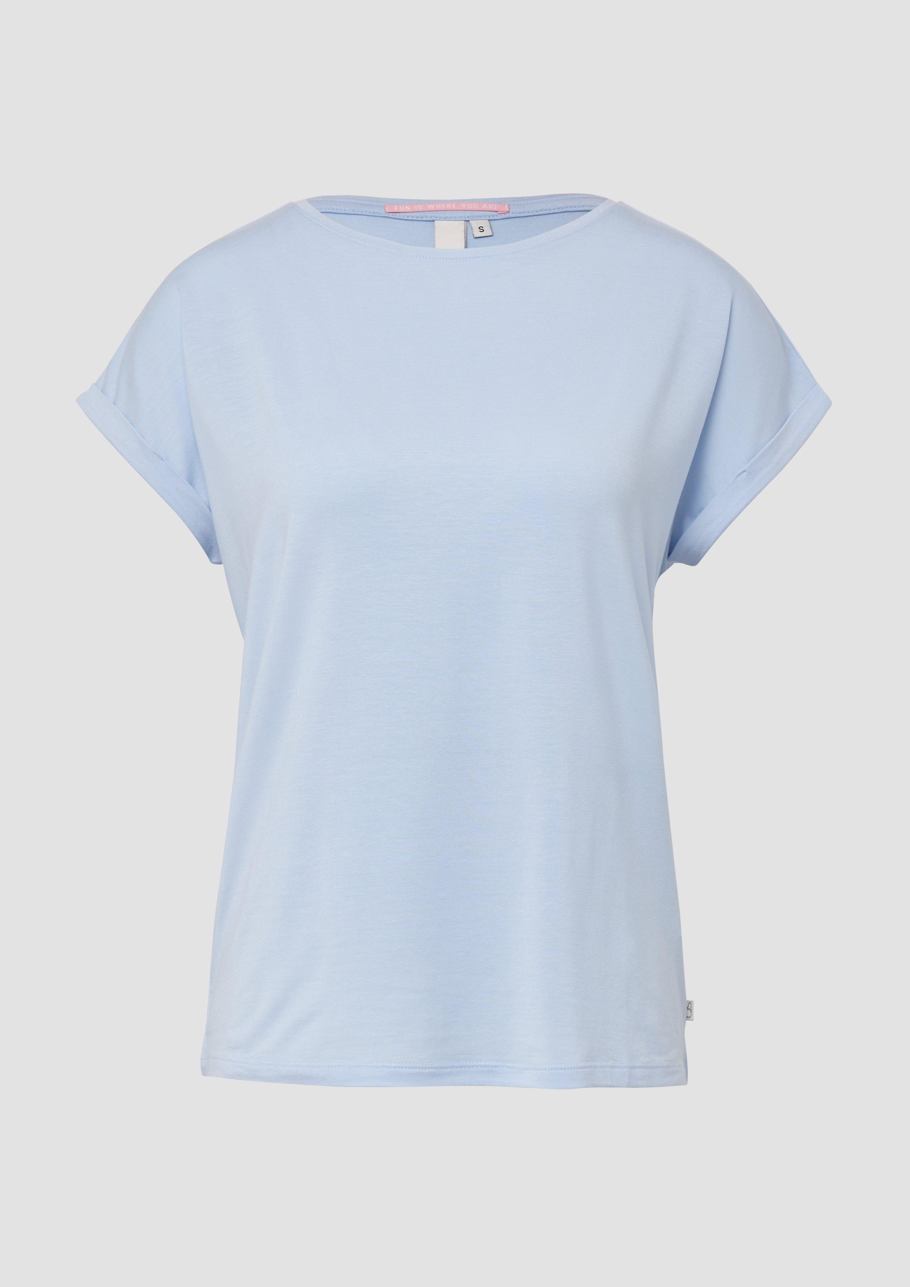 QS - Loose-Fit-Shirt im Lyocellmix, Damen, blau