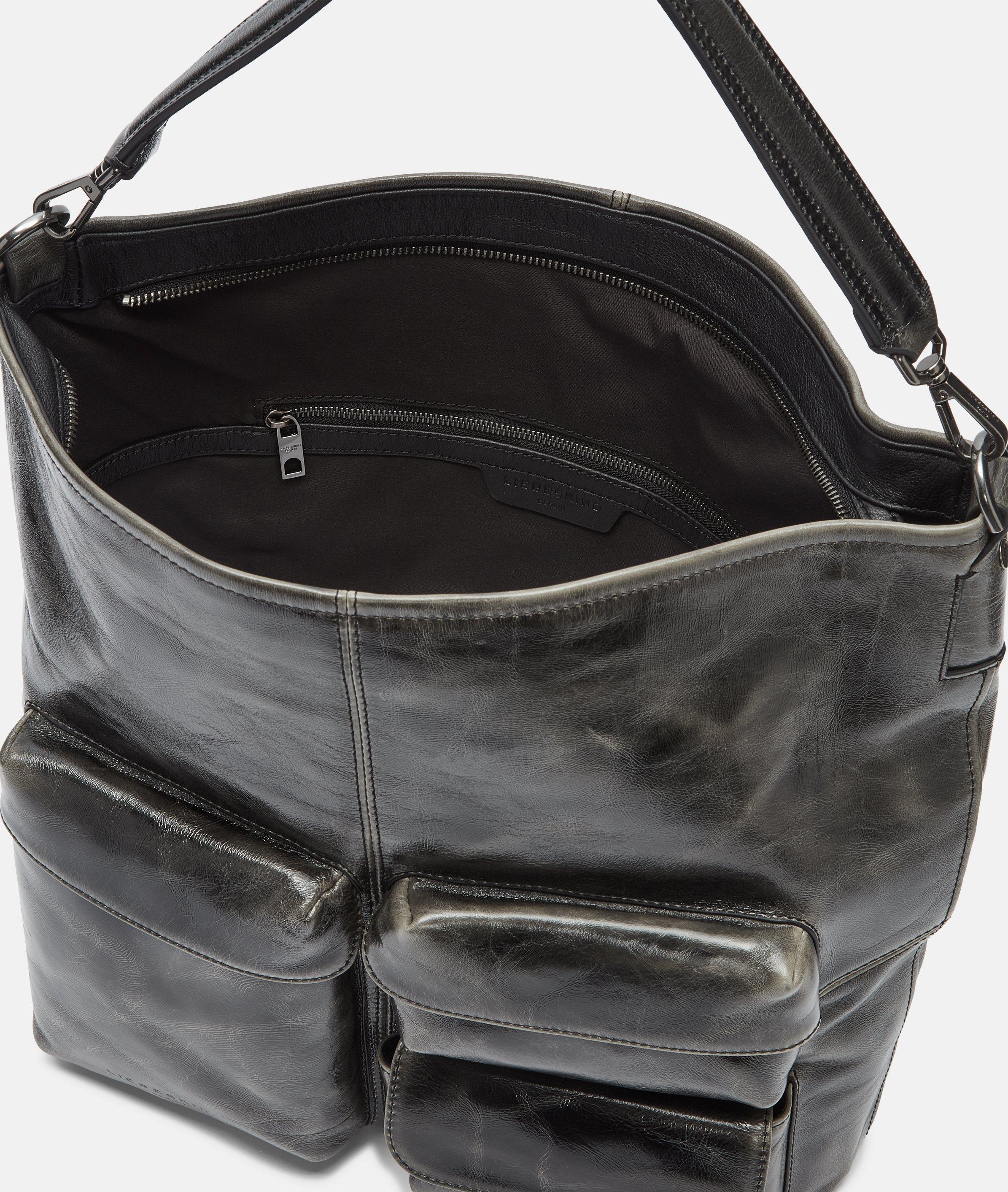 Damen Geräumige Hobo-Bag mit glossy Finish in olive von Liebeskind Berlin