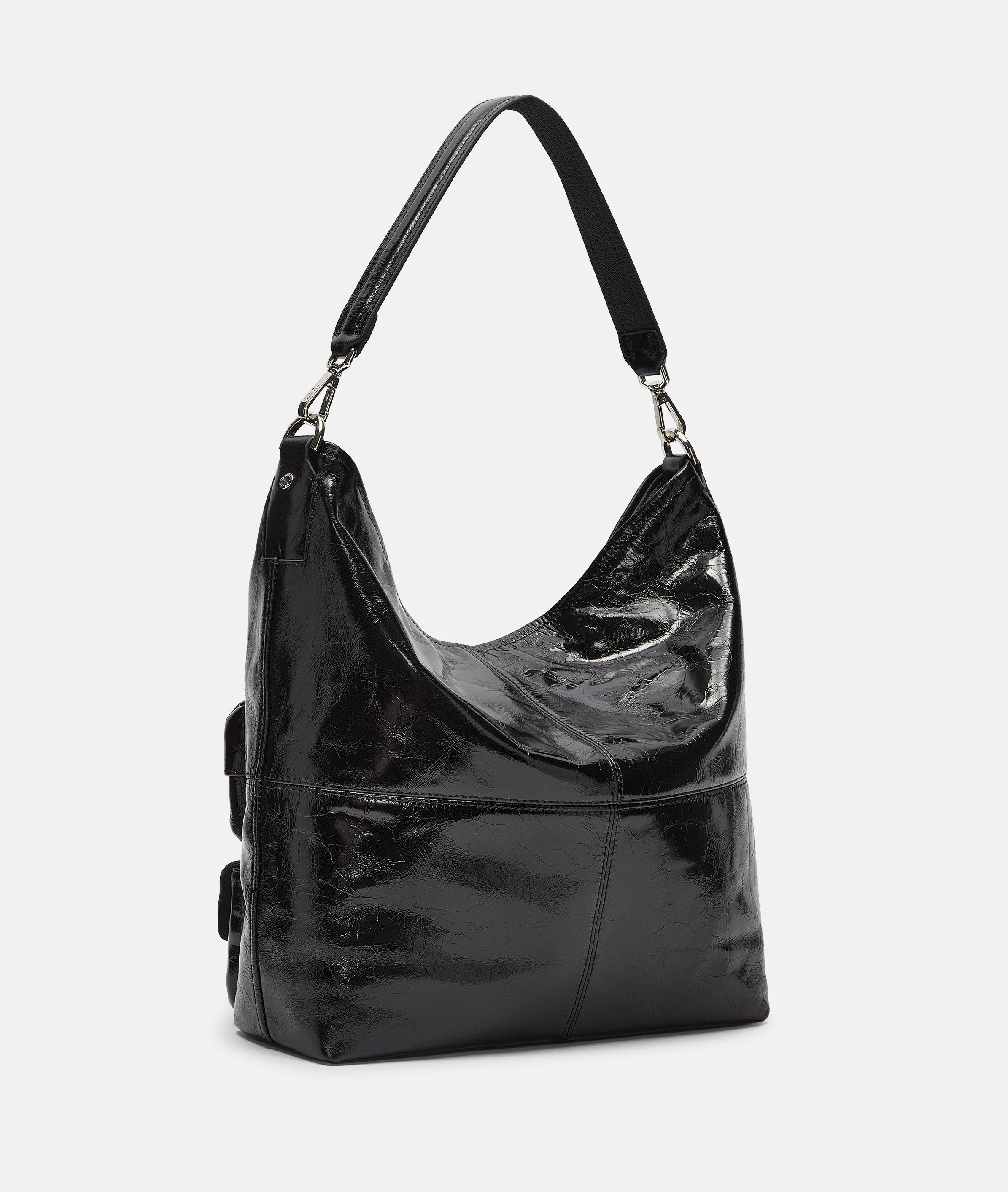 Damen Geräumige Hobo-Bag mit glossy Finish in schwarz von Liebeskind Berlin