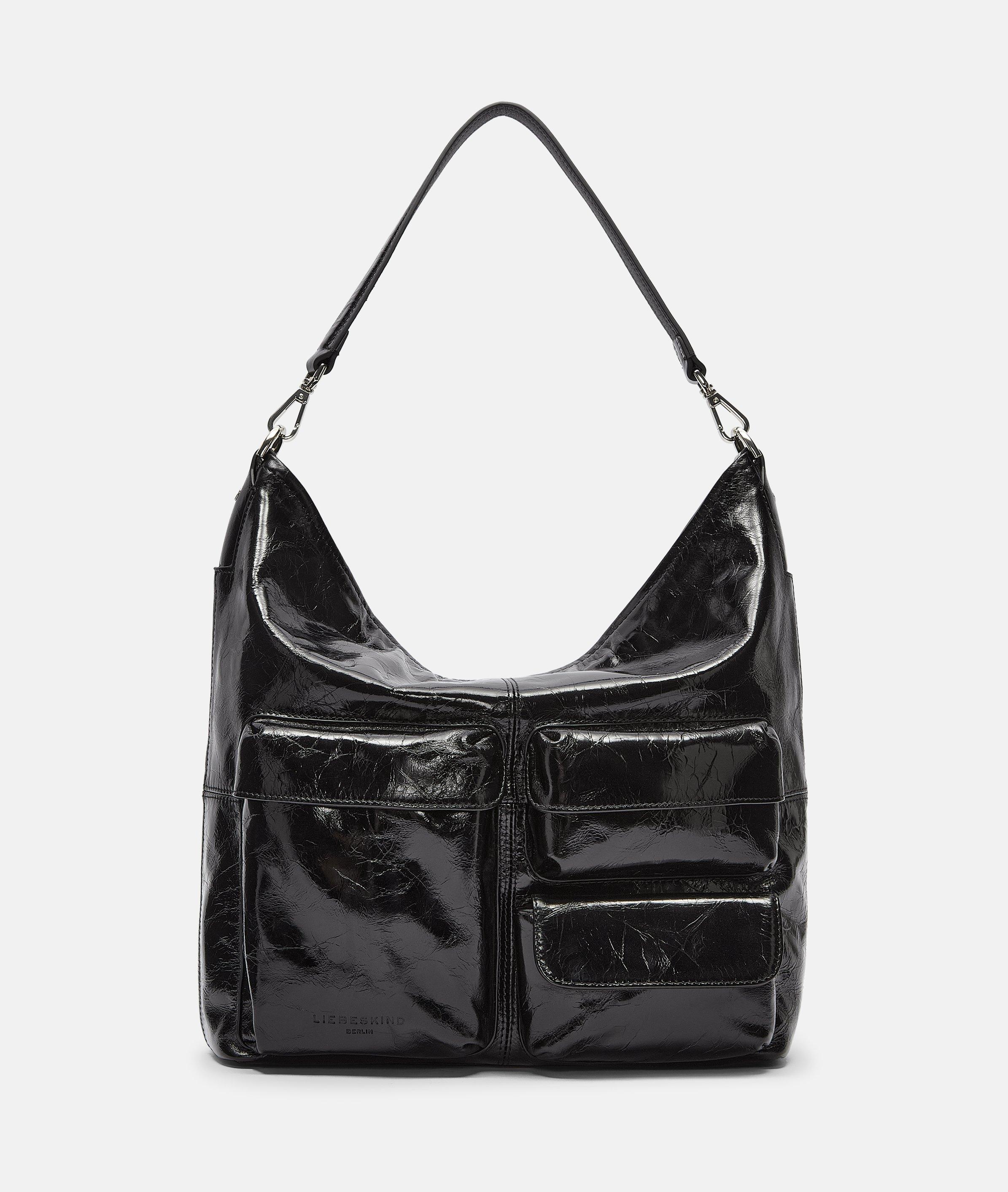 Damen Geräumige Hobo-Bag mit glossy Finish in schwarz von Liebeskind Berlin