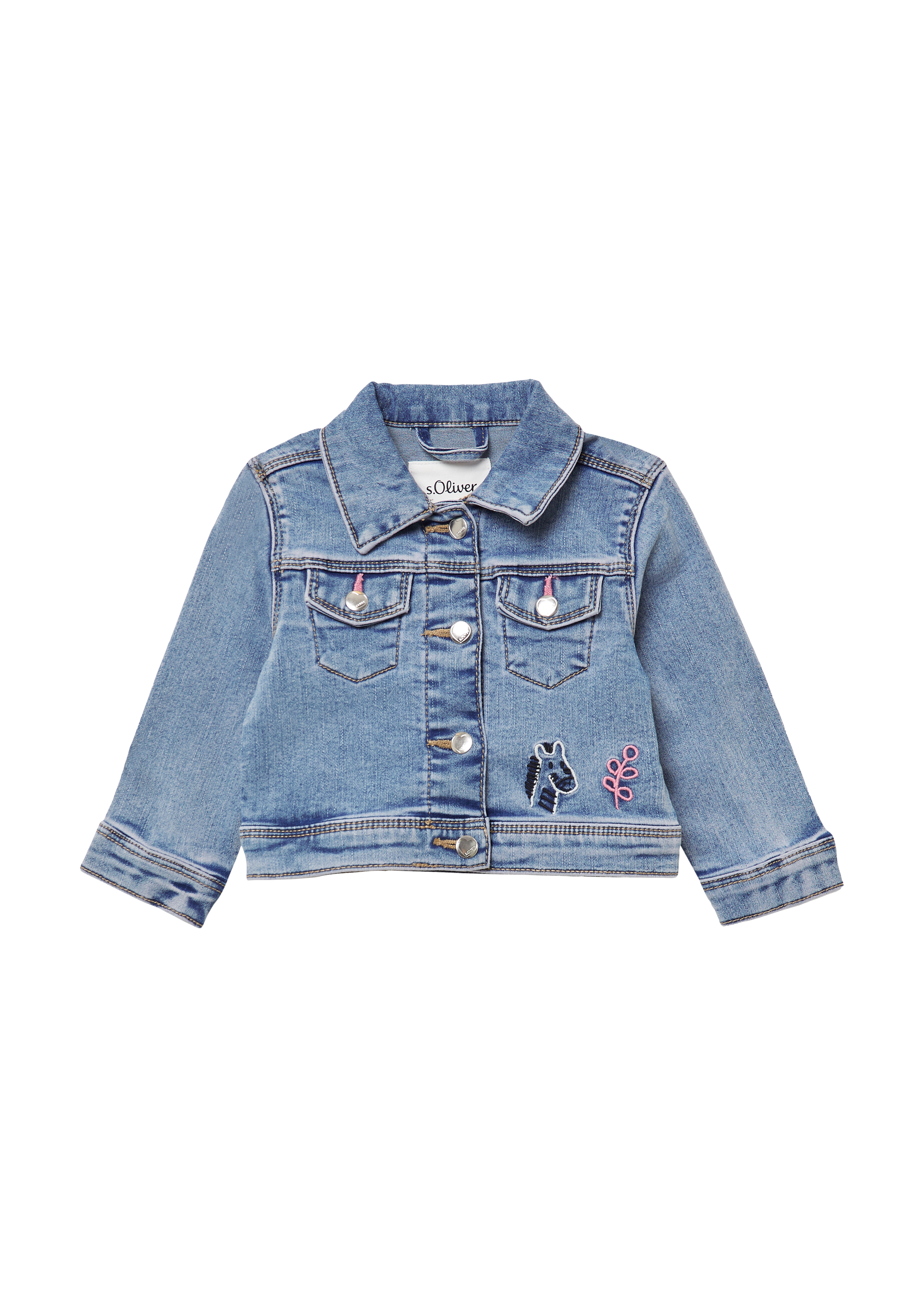 Thumbnail - s.Oliver - Jeansjacke mit Stickerei und Used-Effekt, Babys, blau