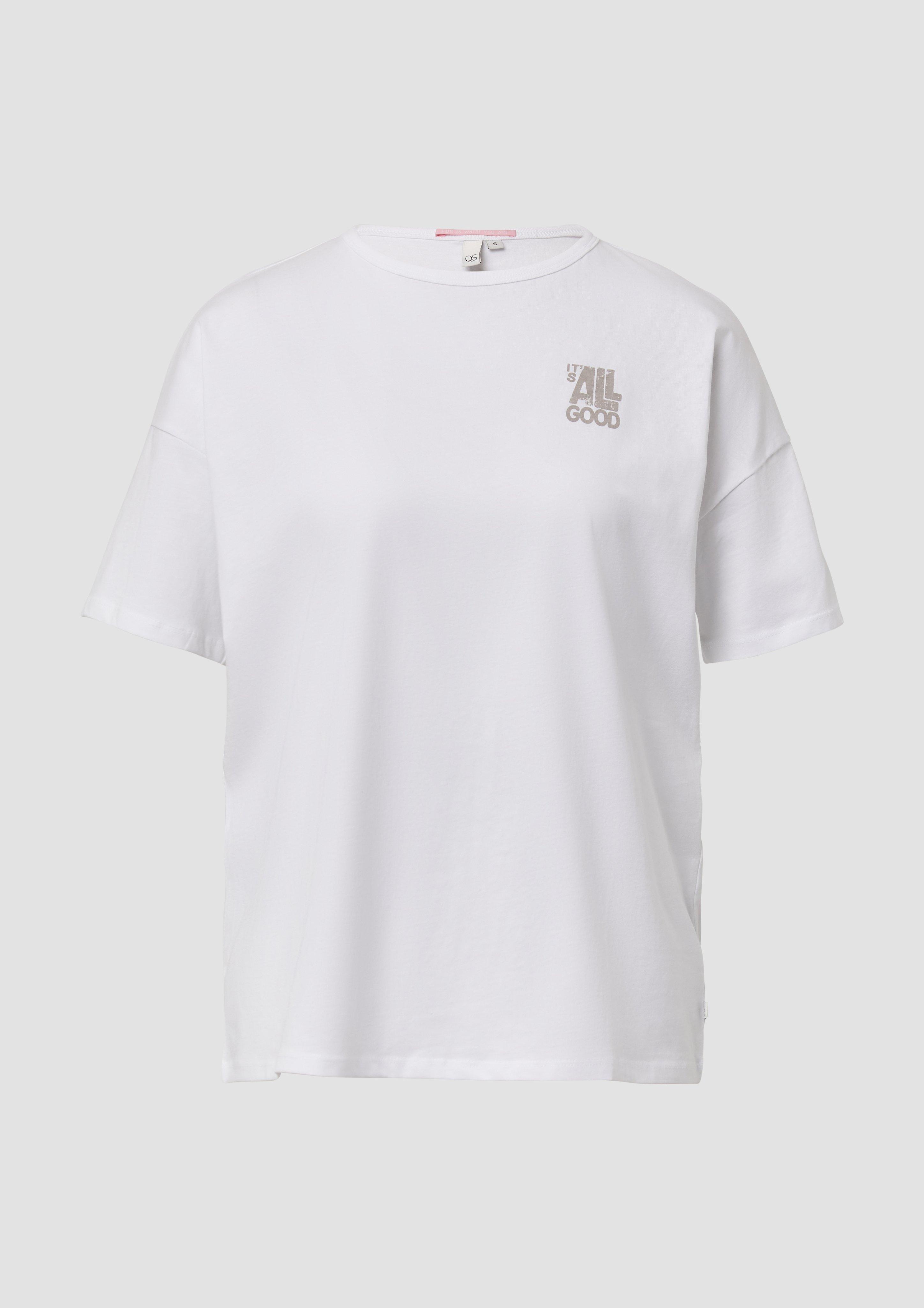 QS - Boyfriend-Shirt mit Front- und Backprint, Damen, weiß