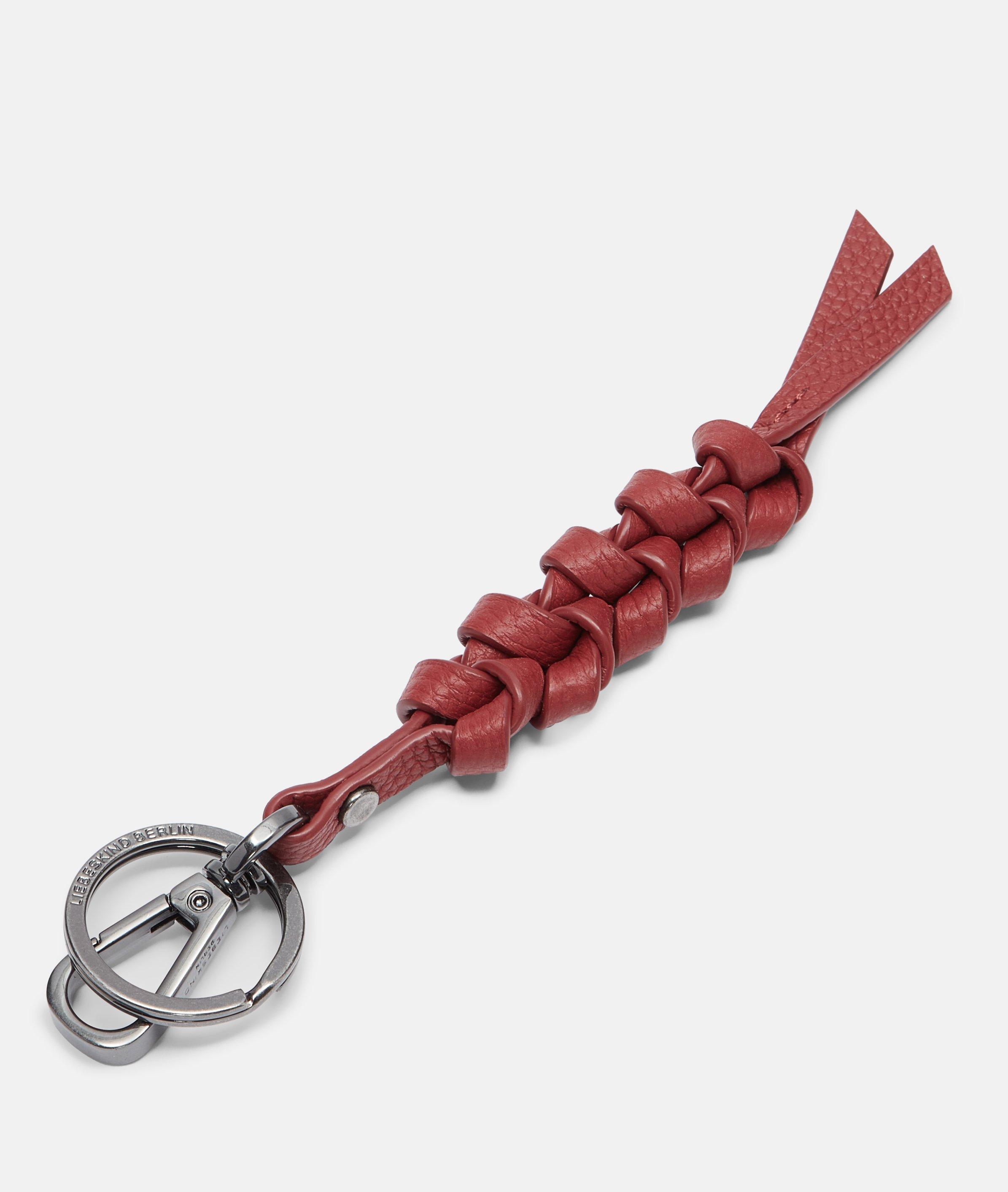 Key fob in red, pink, grey & black