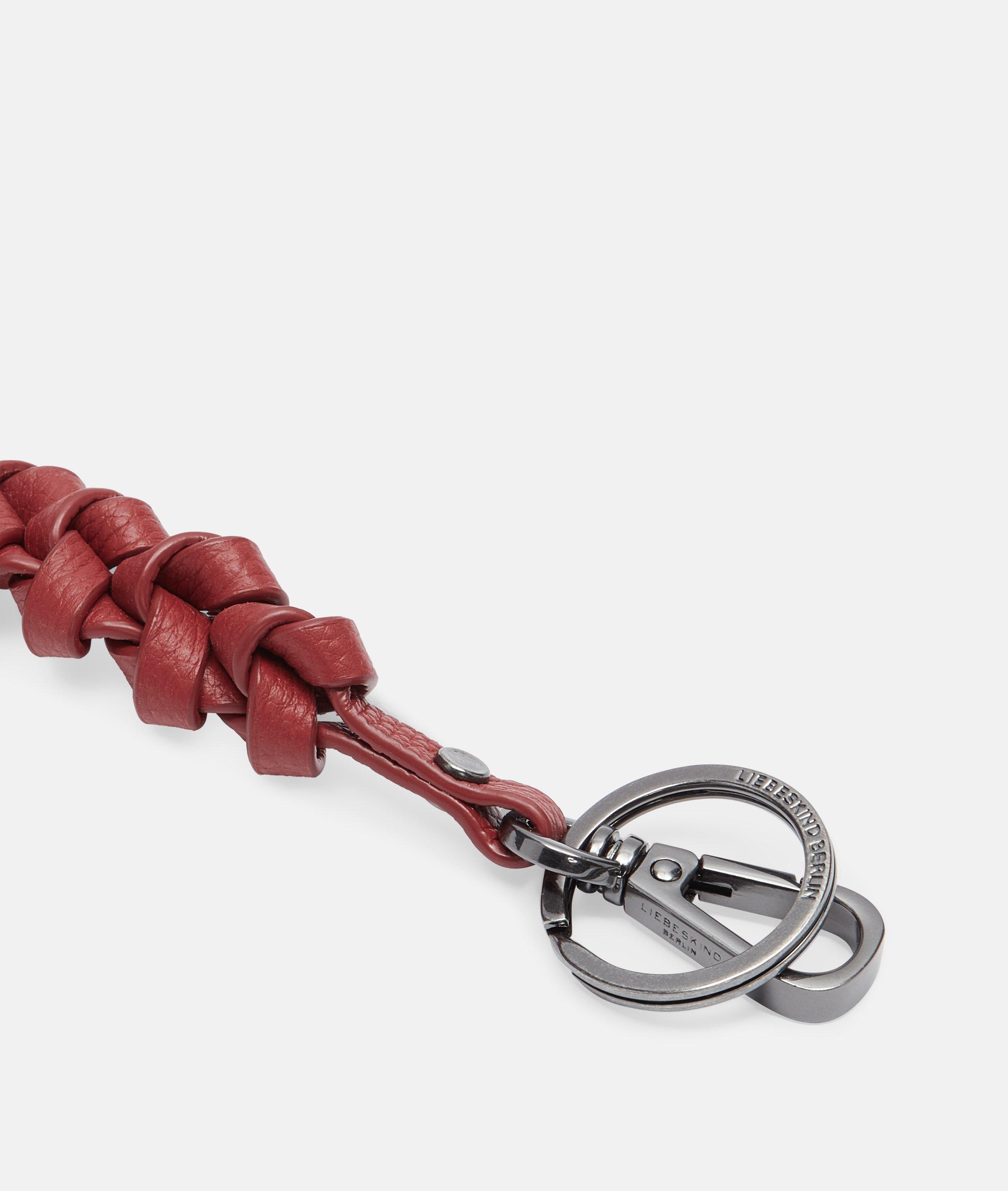 Key fob in red, pink, grey & black