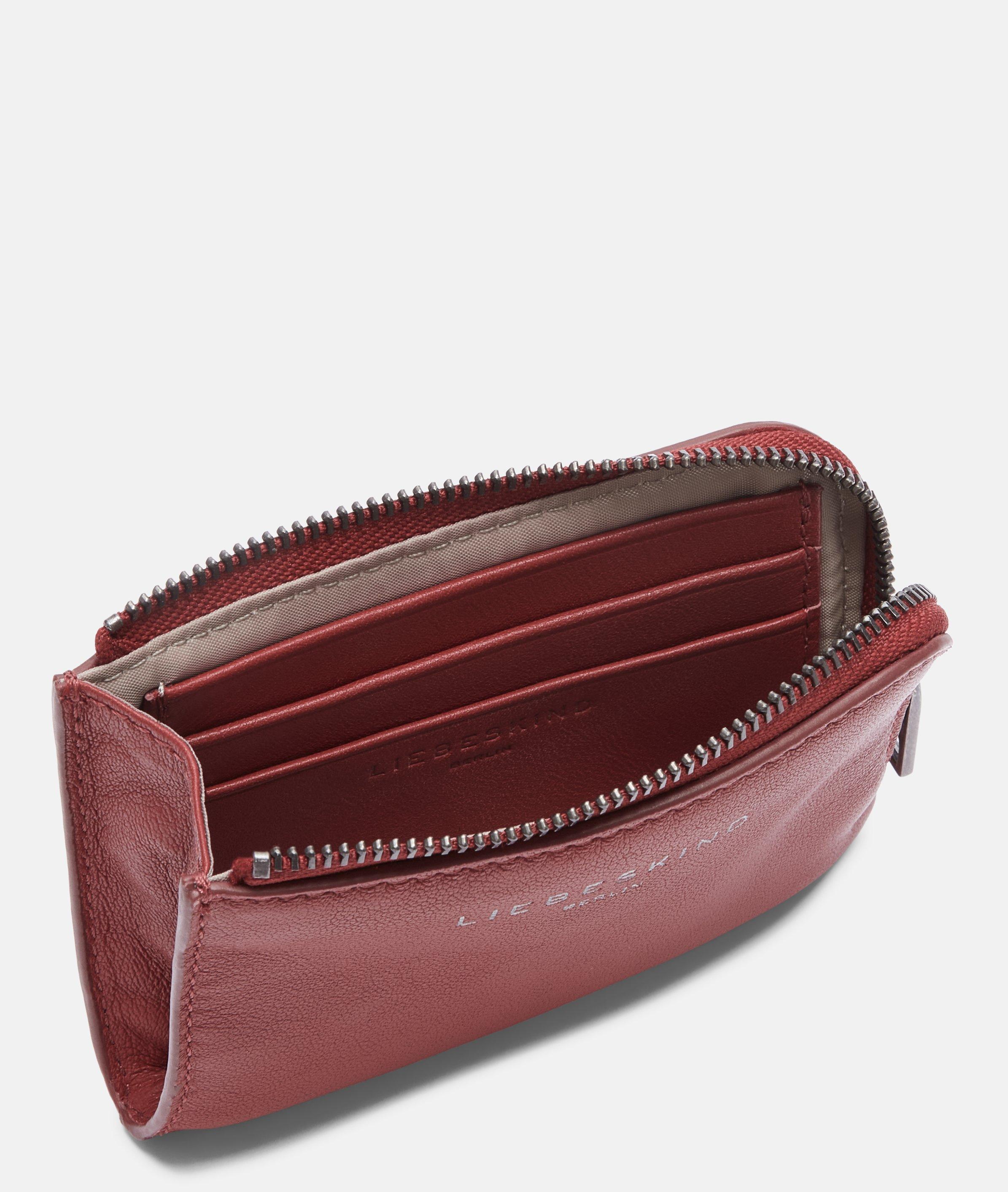 Portemonnee in rood, zwart, beige, blauw & grijs