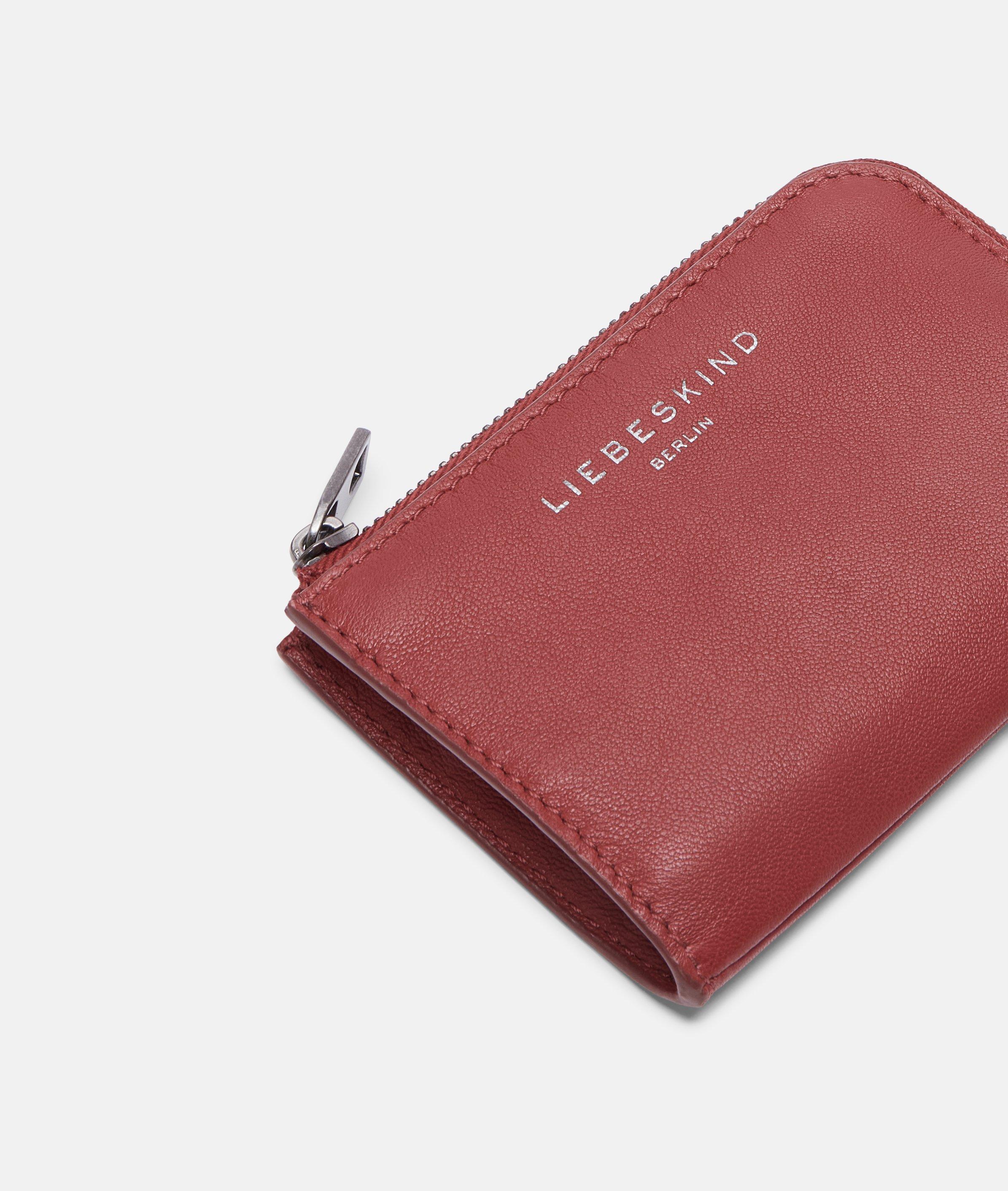 Portemonnee in rood, zwart, beige, blauw & grijs