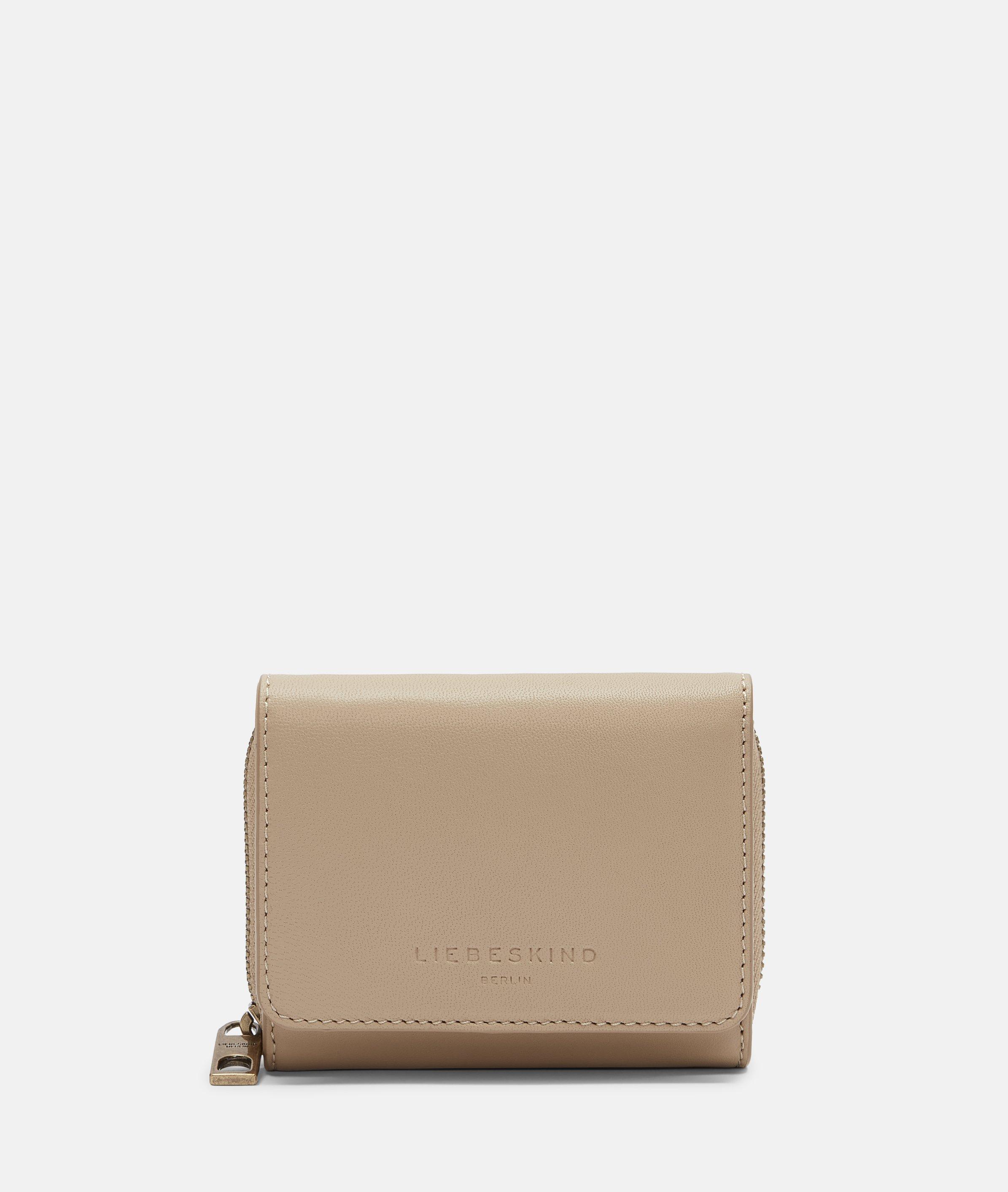 Liebeskind Berlin - Kleine, aufklappbare Geldbörse aus Leder -  Beige