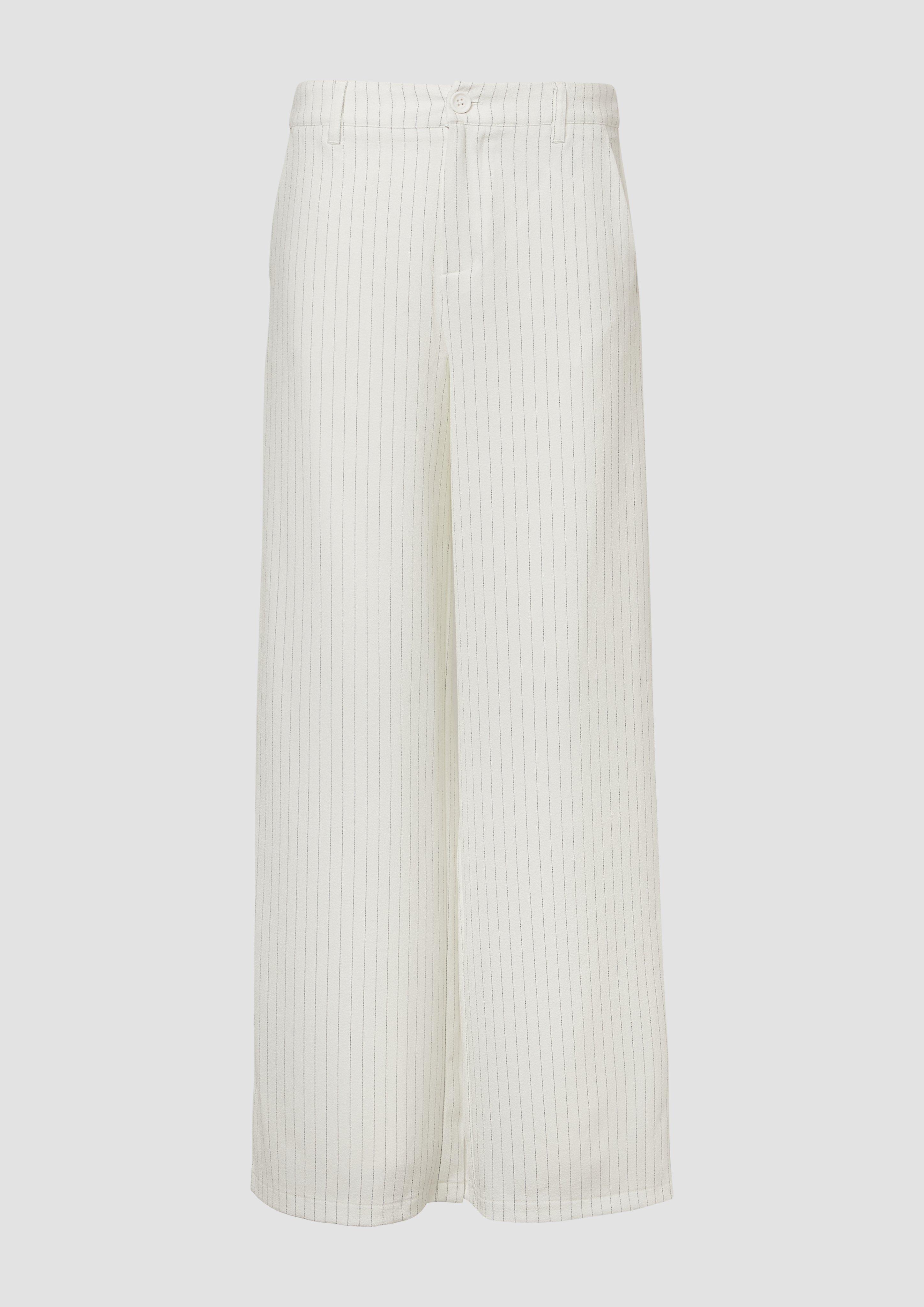 QS - Nadelstreifen-Hose mit weitem Bein, Damen, creme