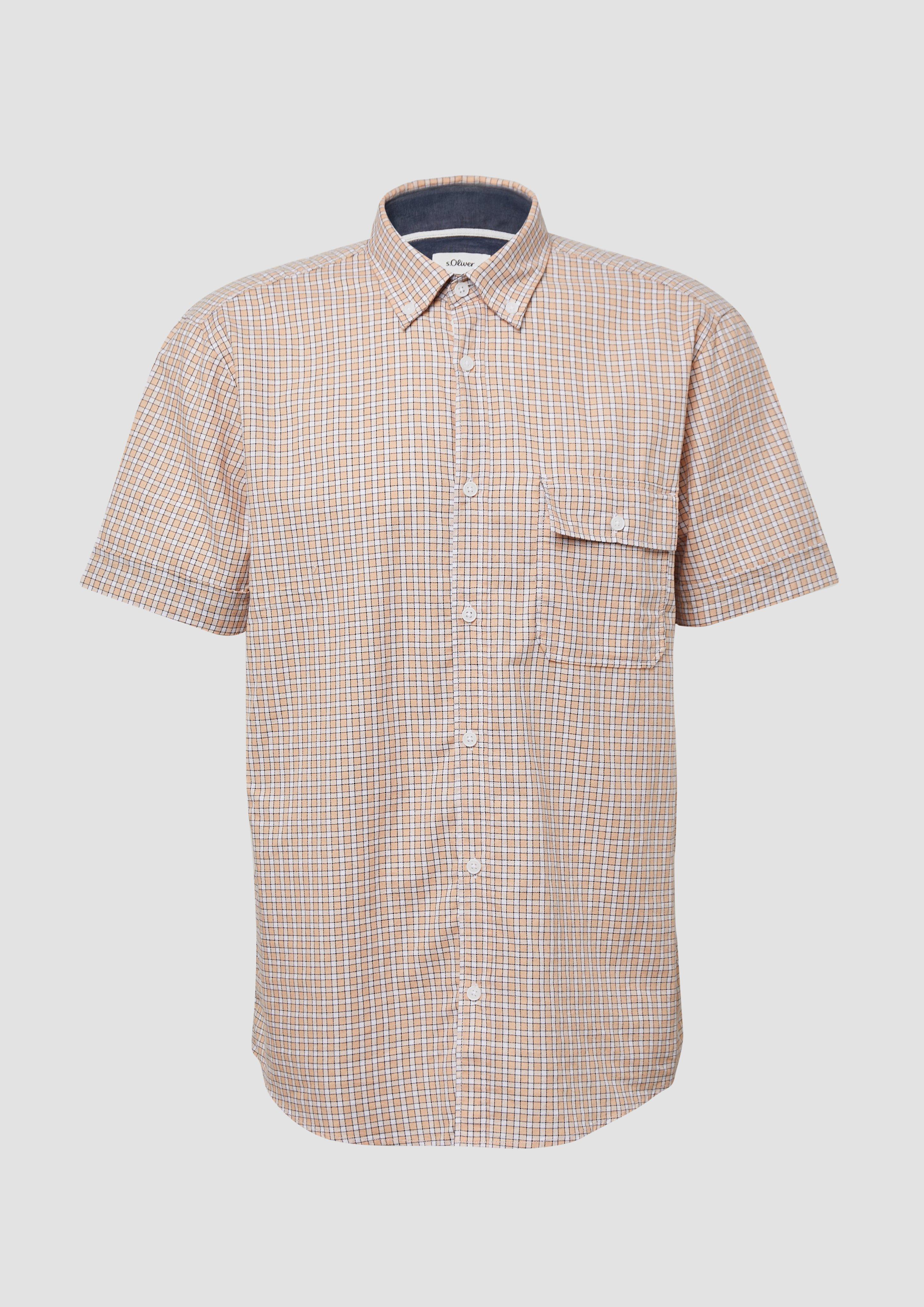 s.Oliver - Regular Fit: Kariertes Hemd aus Baumwolle mit Button-Down-Kragen, Herren, Orange