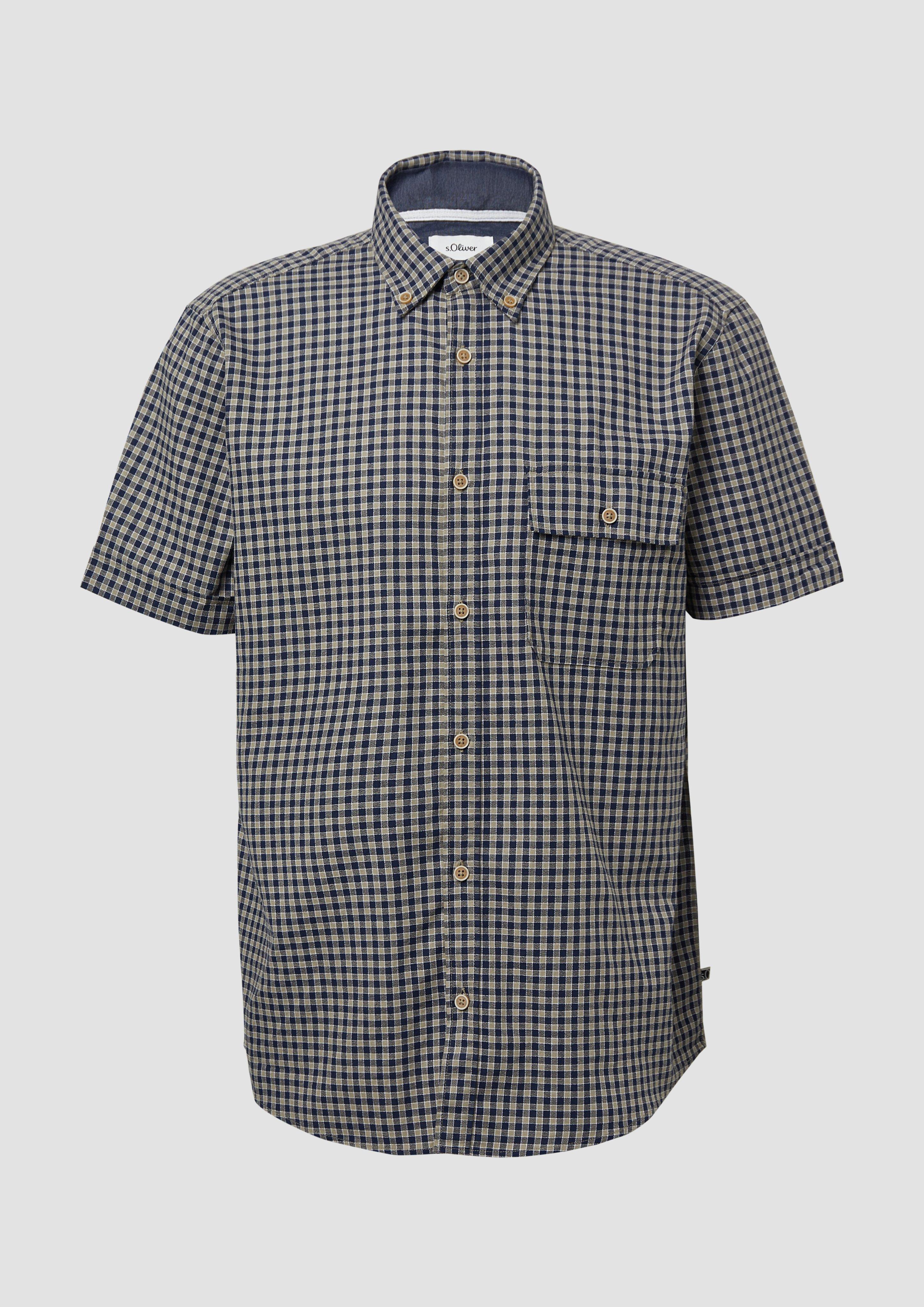 s.Oliver - Regular Fit: Kariertes Hemd aus Baumwolle mit Button-Down-Kragen, Herren, blau