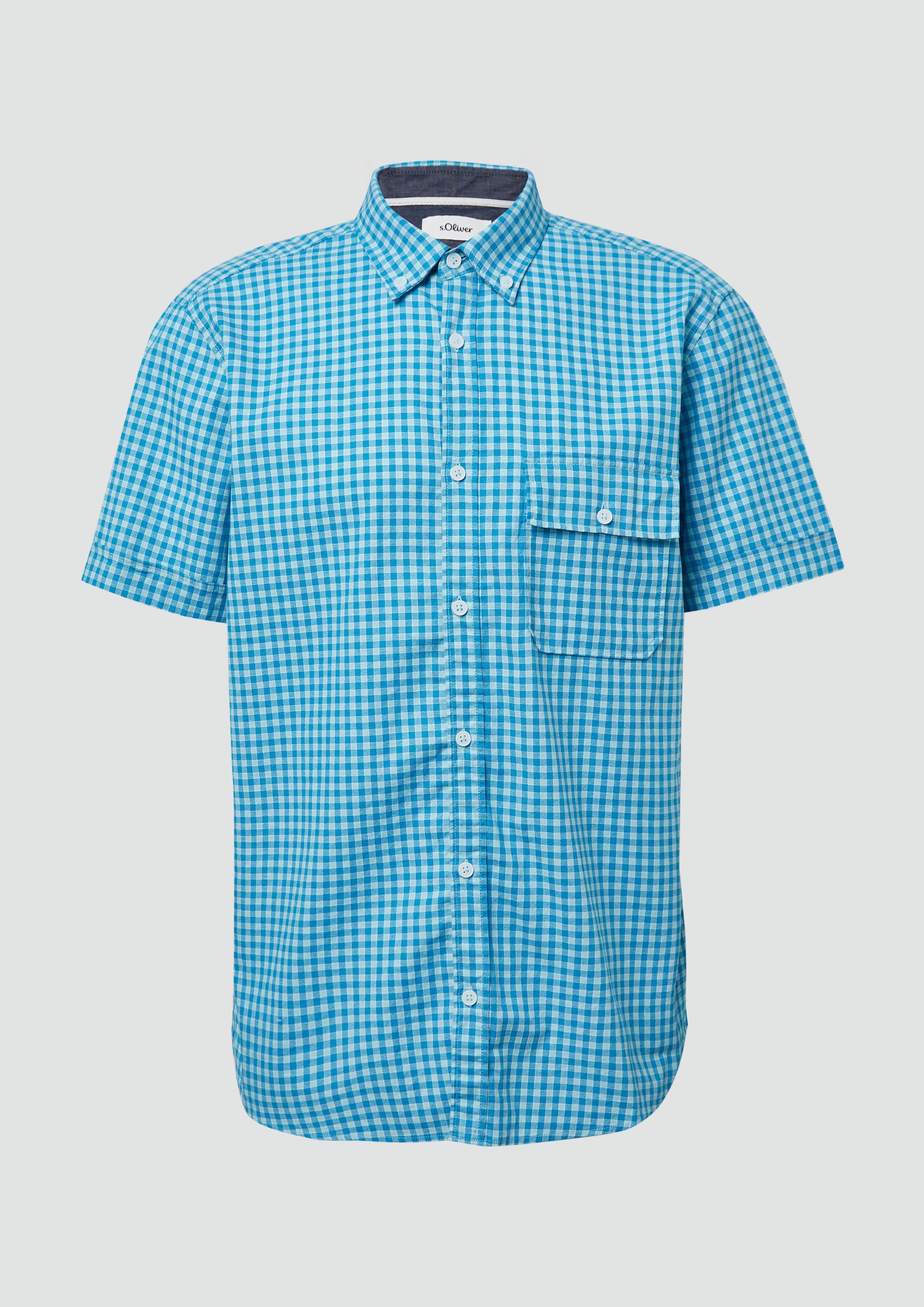 s.Oliver - Regular Fit: Kariertes Hemd aus Baumwolle mit Button-Down-Kragen, Herren, türkis