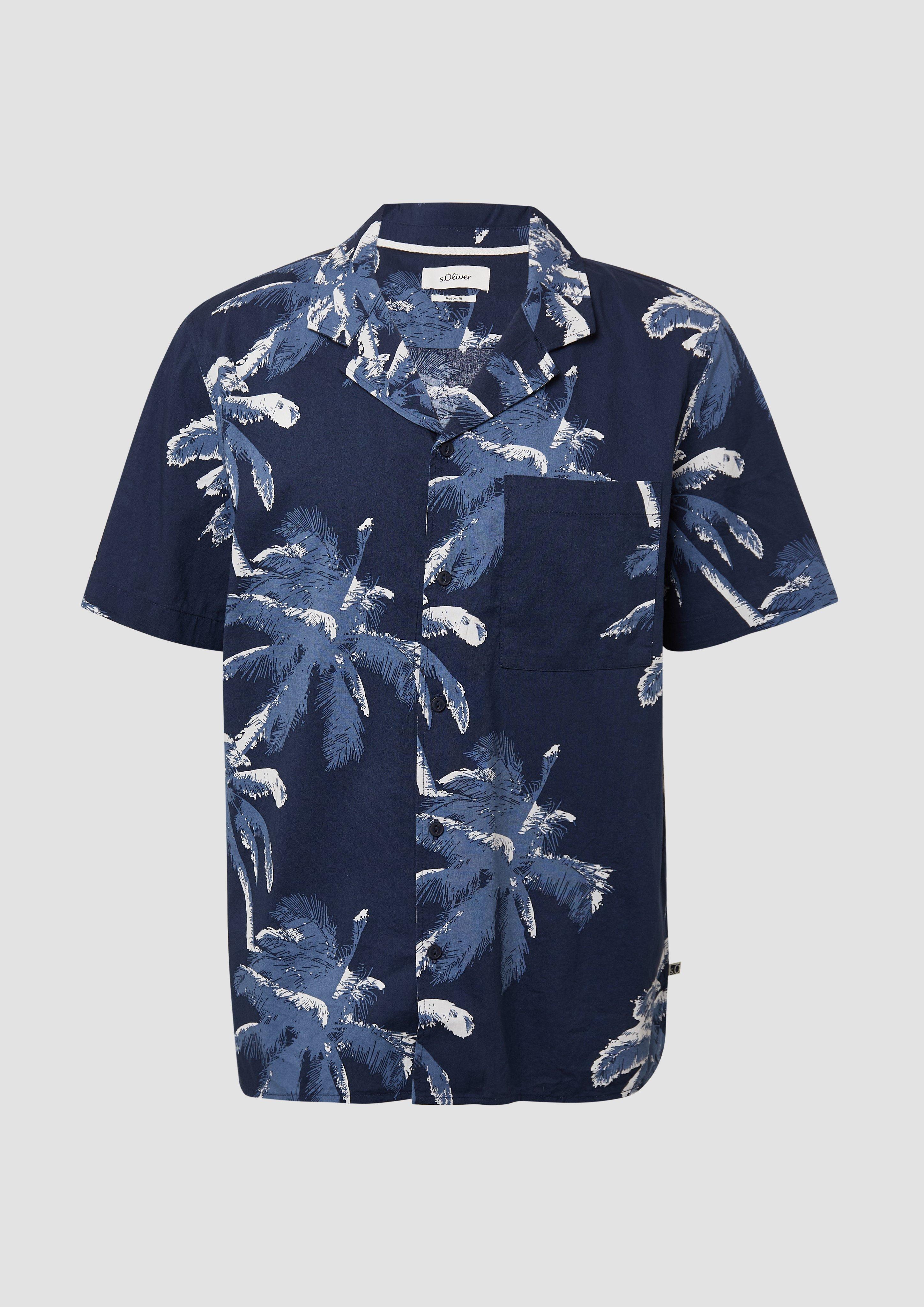 s.Oliver - Resort Fit: Kurzarmhemd aus Viskosemix, Herren, blau