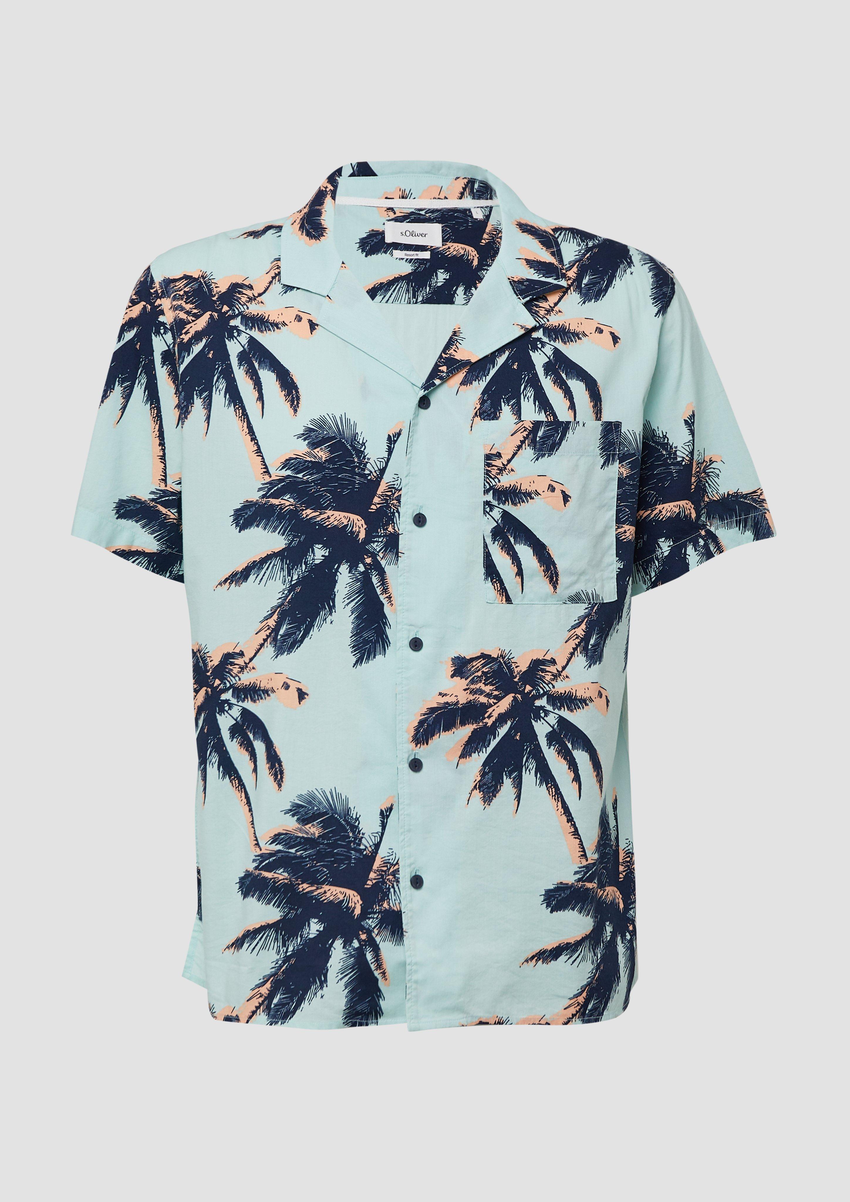 s.Oliver - Resort Fit: Kurzarmhemd aus Viskosemix, Herren, türkis