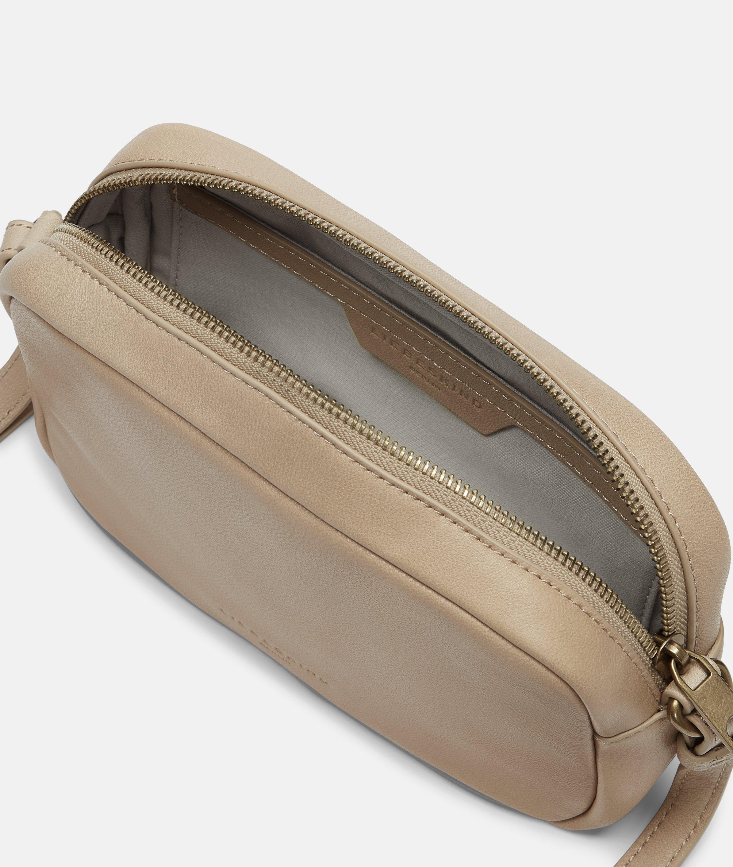 Crossbody in beige, red, black, brown, grey, pink & cream