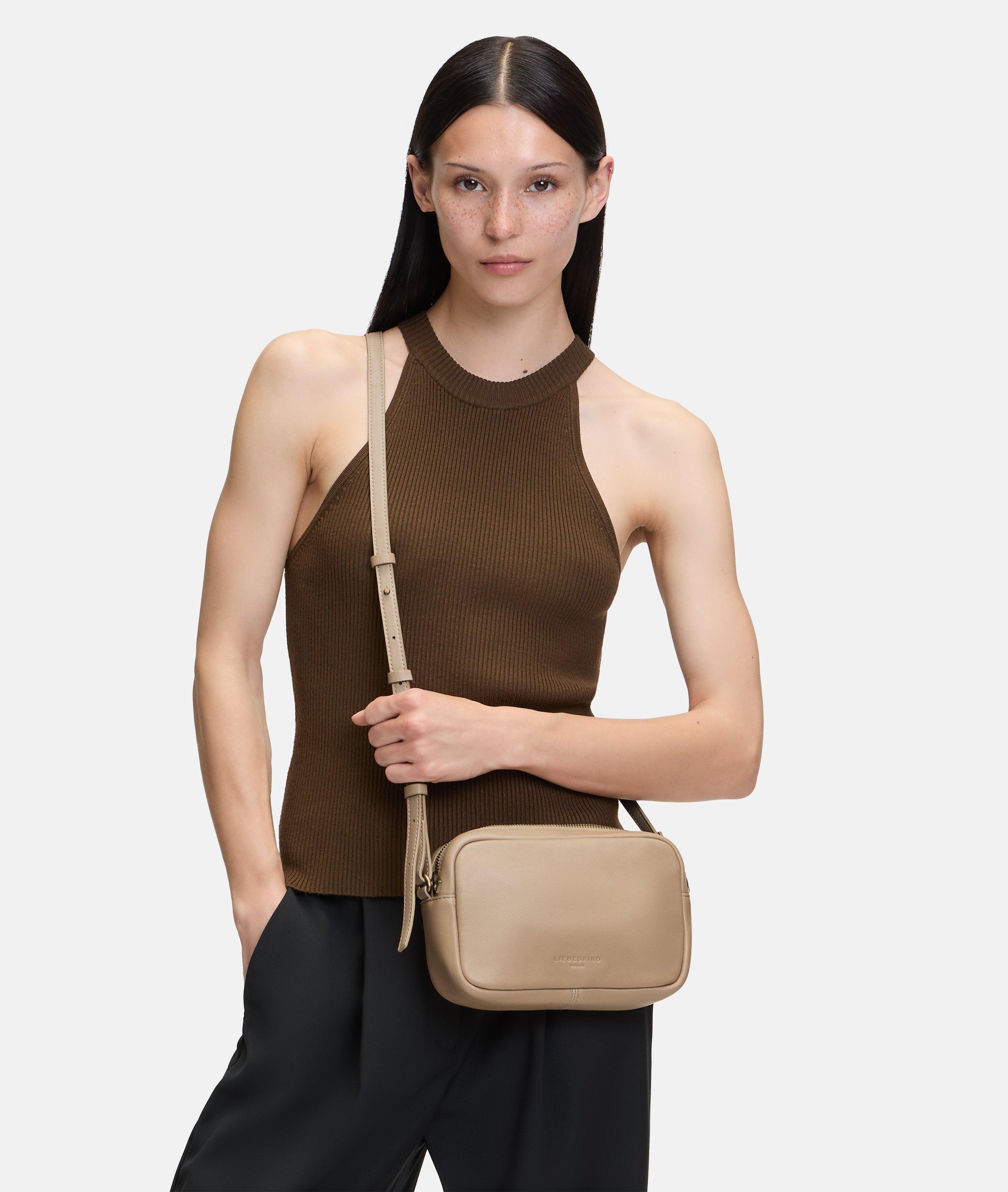 Crossbody in beige, red, black, brown, grey, pink & cream