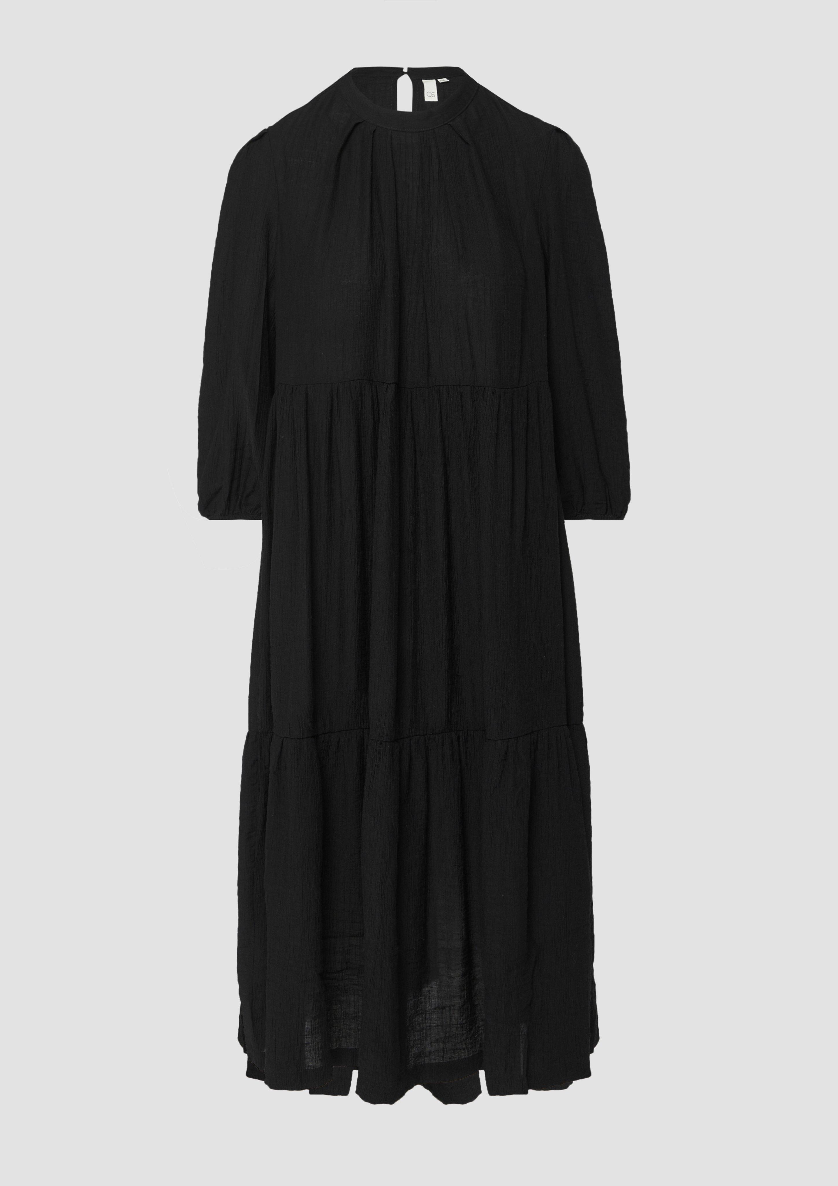 QS - Strukturiertes Midikleid aus Viskosemix, Damen, schwarz