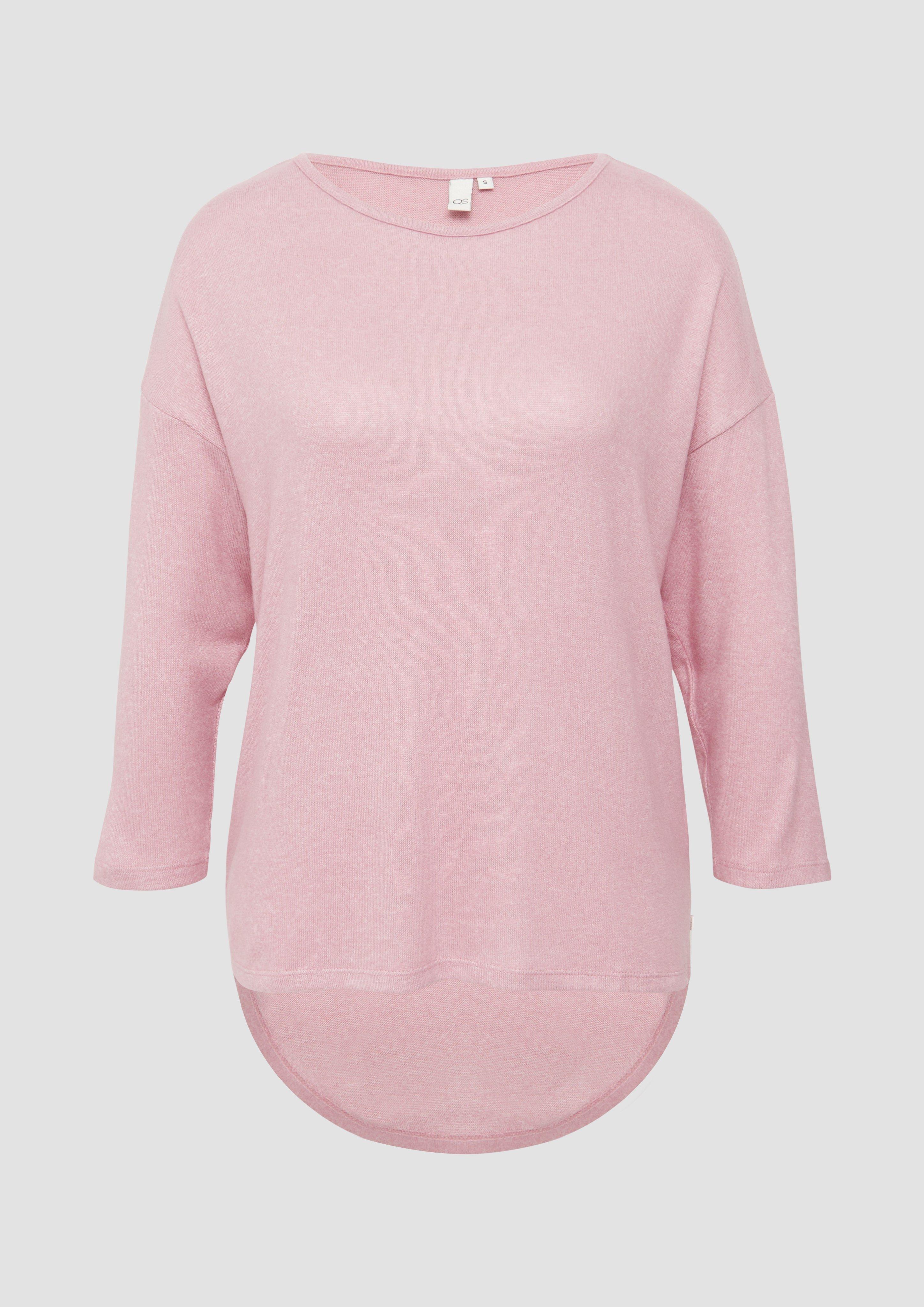 QS - Weiches Shirt aus Viskosemix in Melange-Optik, Damen, Rosa