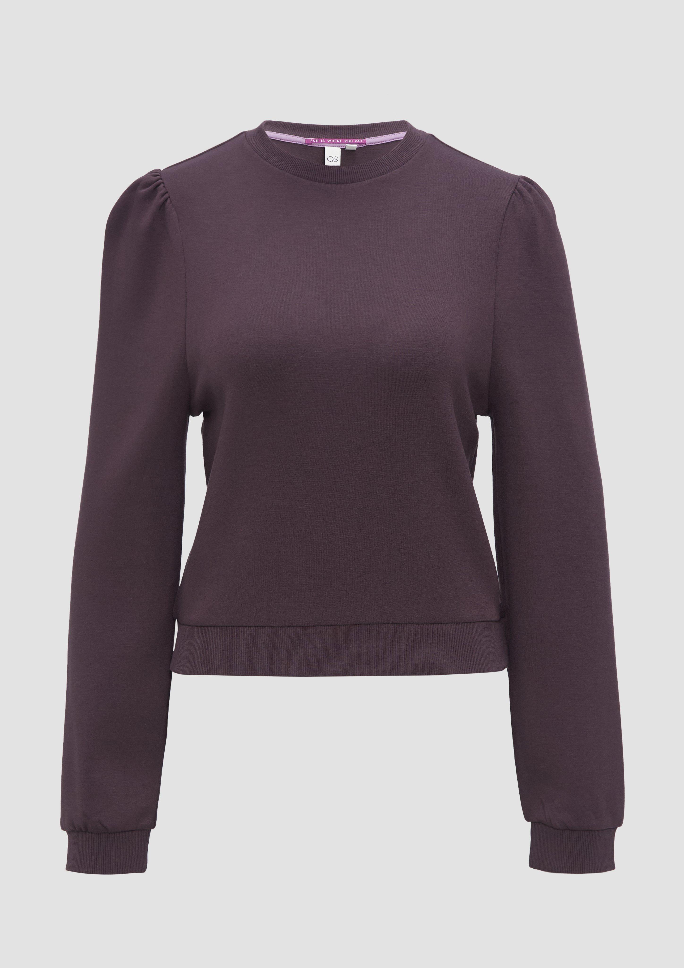 QS - Viskosemix-Sweatshirt mit Puffärmeln, Damen, lila