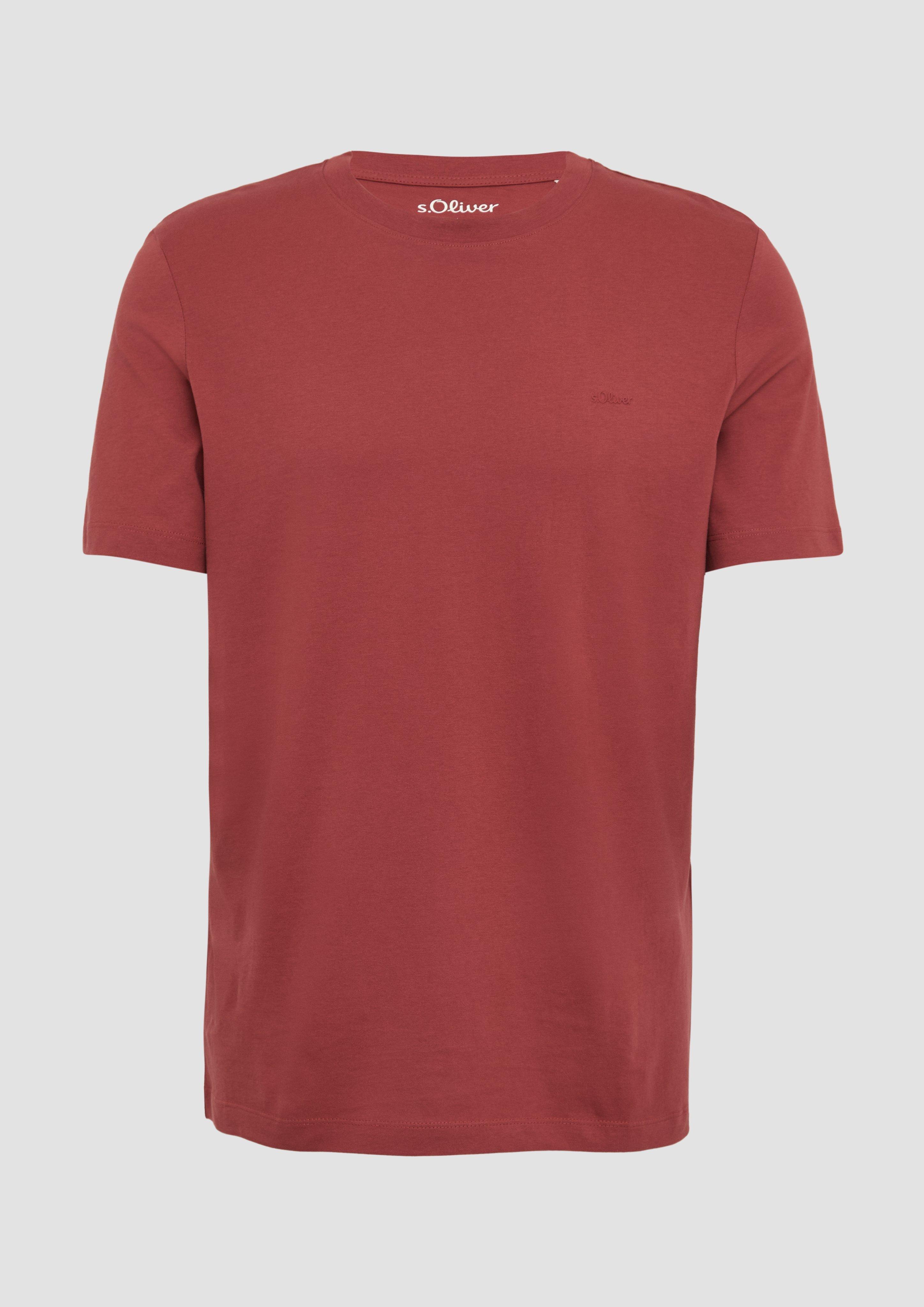 s.Oliver - Baumwoll-T-Shirt mit Crew Neck und Logo, Herren, rot