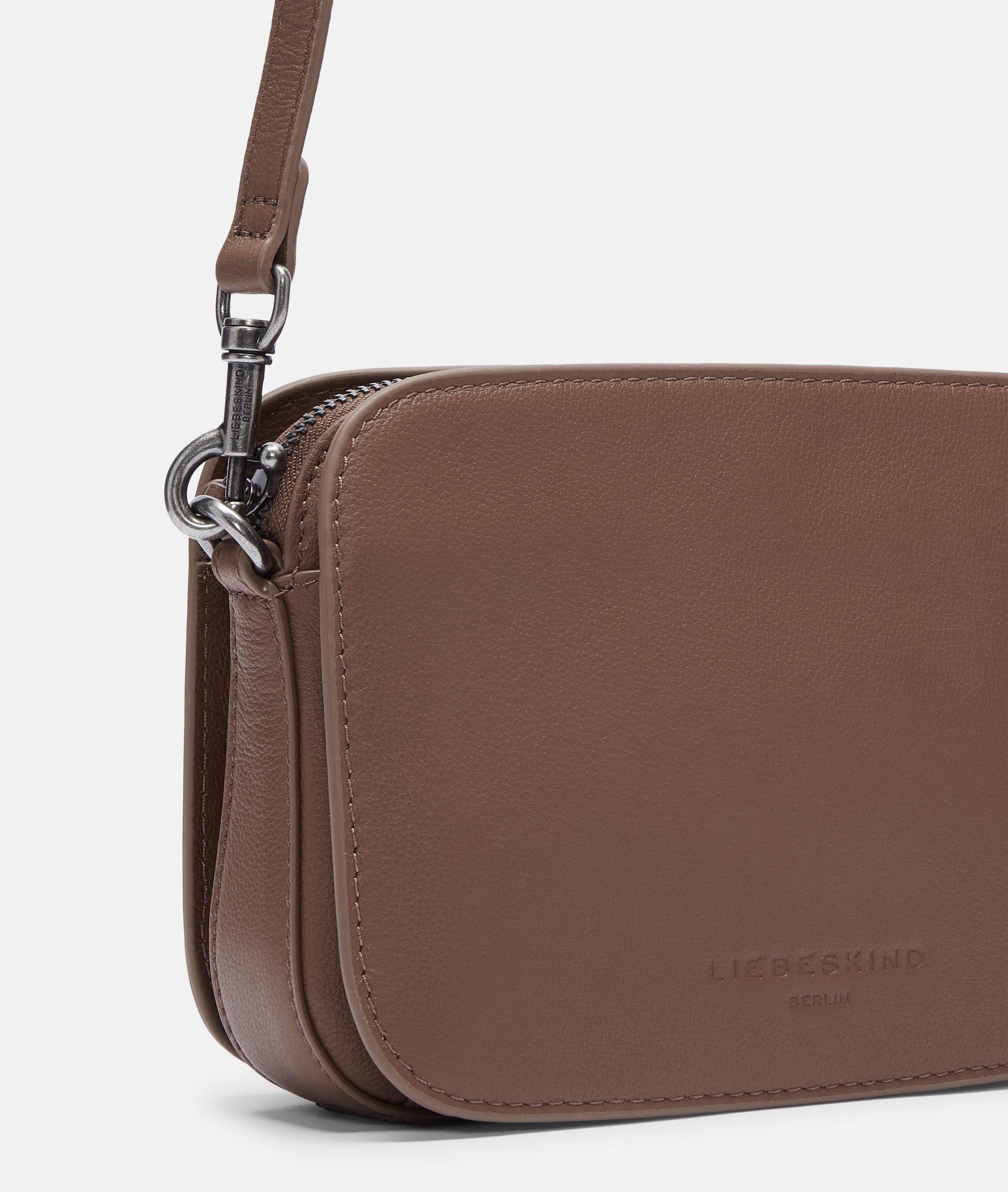 Crossbody in brown, blue, cream, red, beige, pink & grey