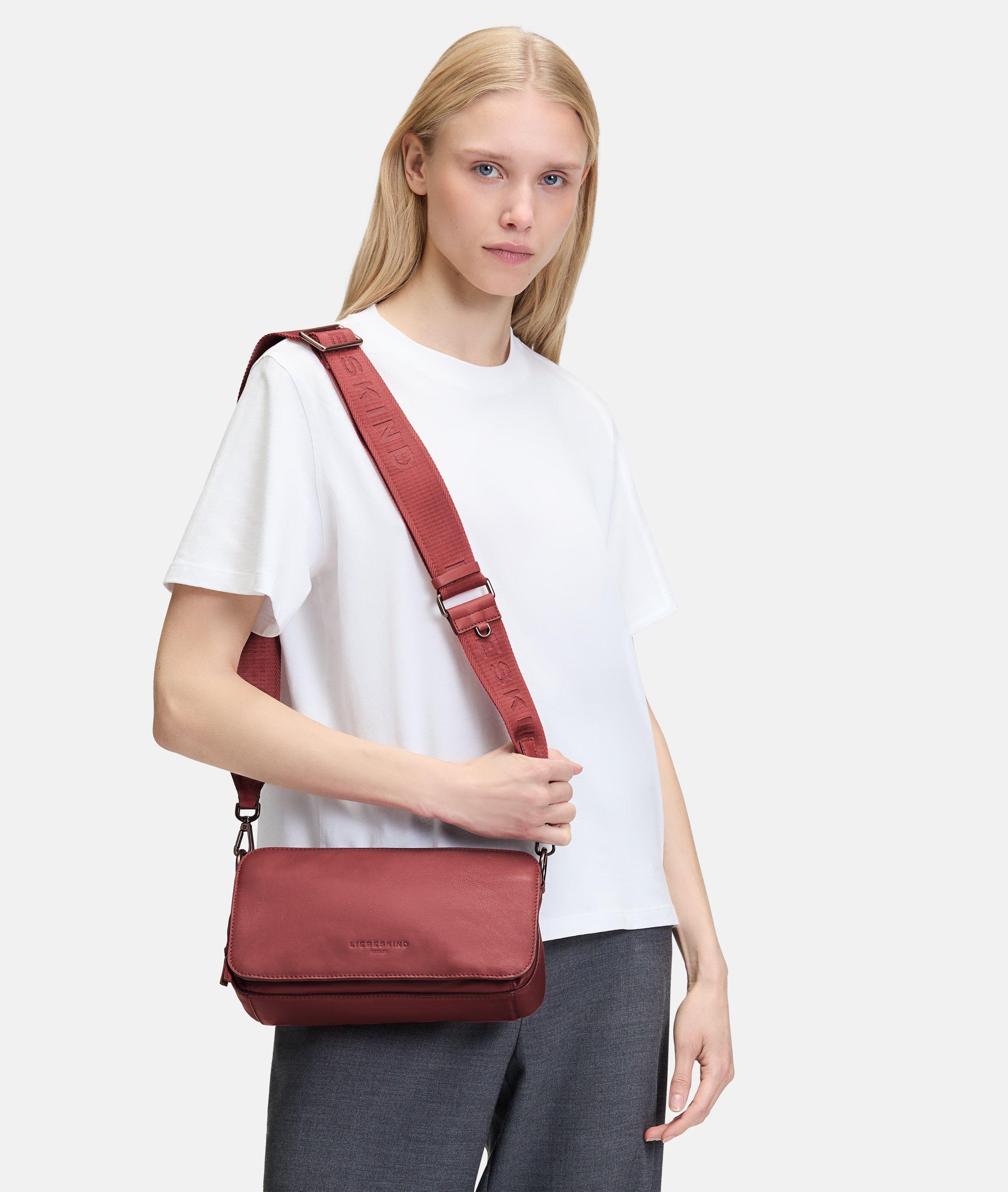 Crossbody in rood, beige, roze, bruin, blauw & grijs