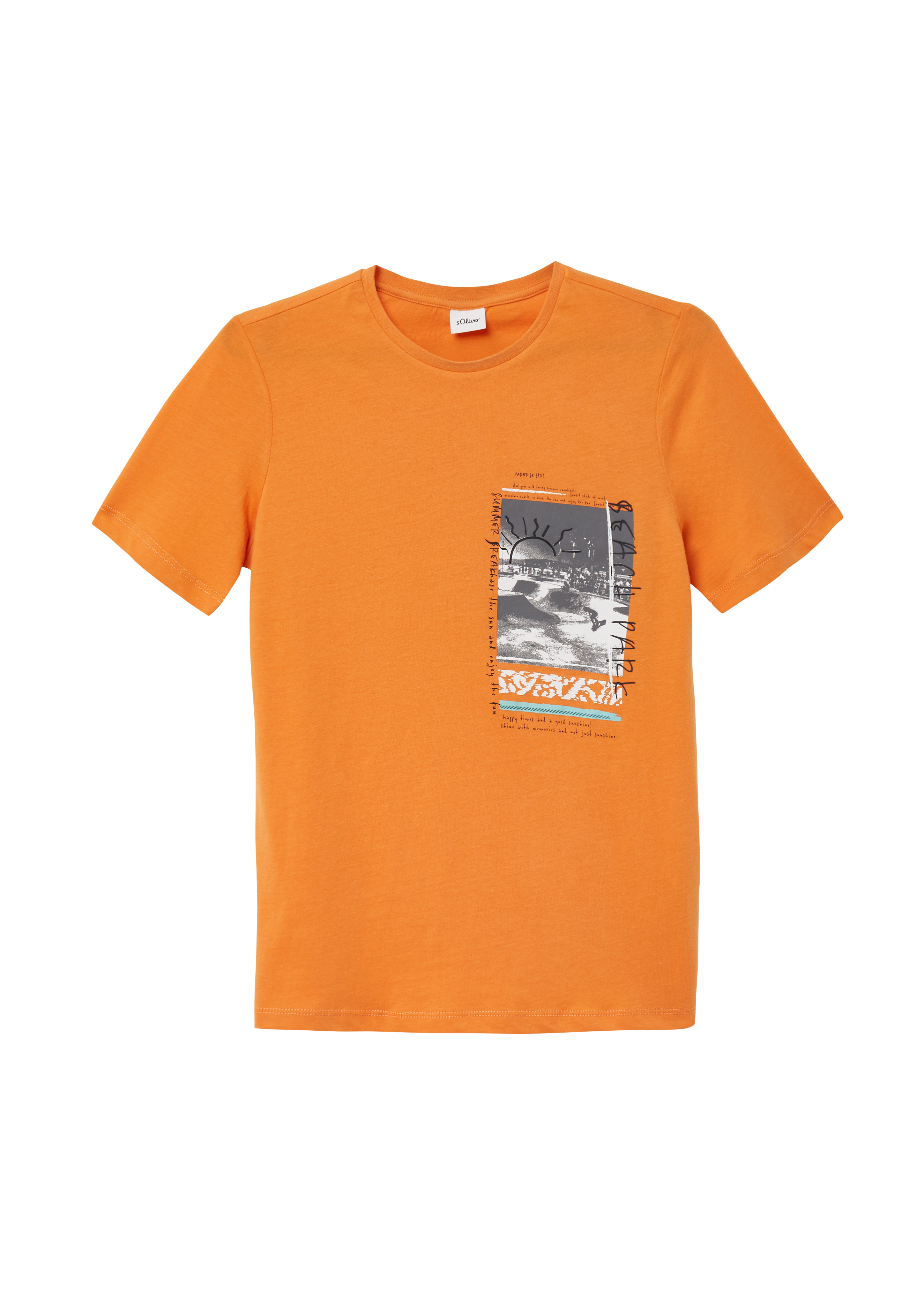 s.Oliver - Jersey-T-Shirt mit Frontprint, Jungen, Orange