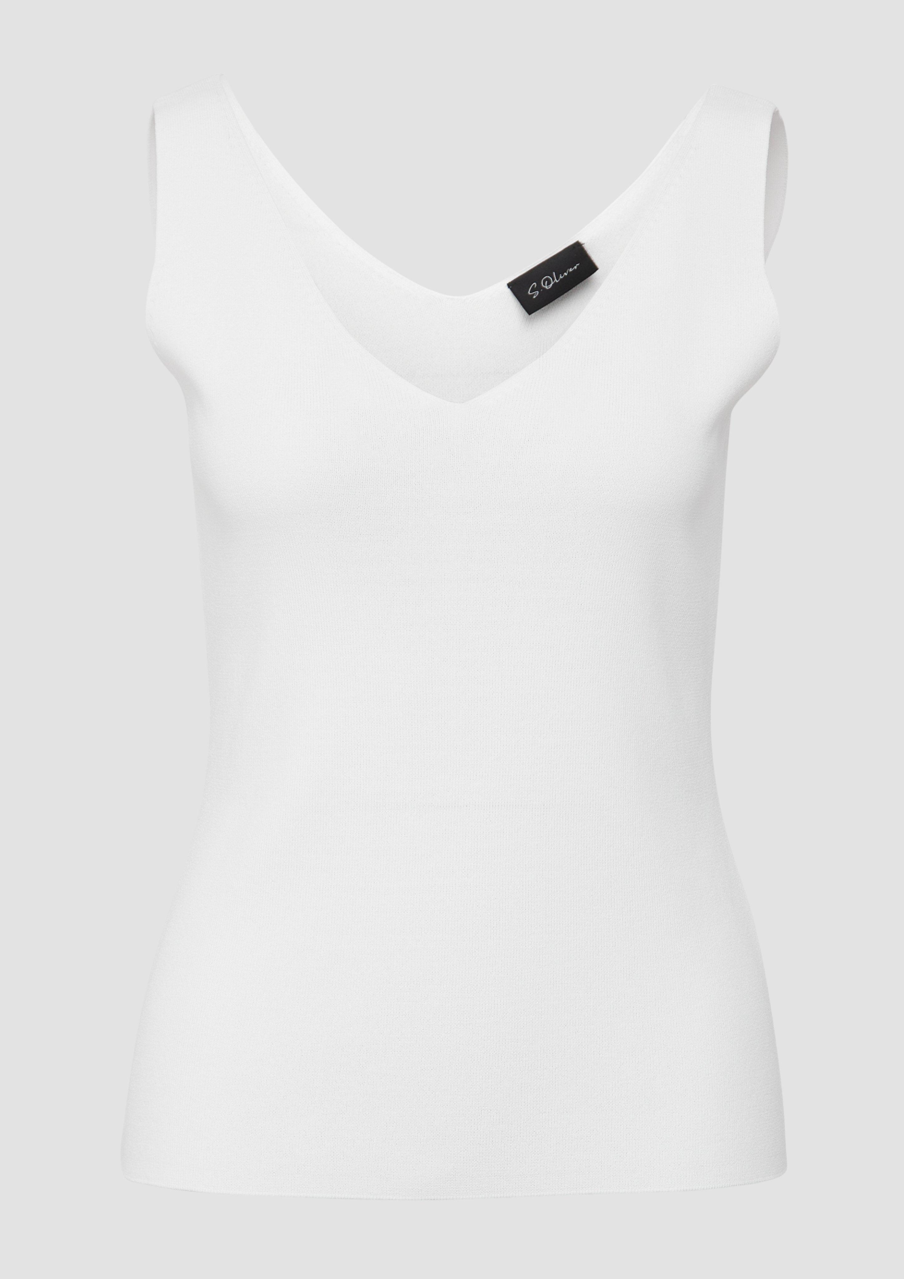 s.Oliver - Ärmelloses Feinstrick-Top im Slim Fit, Damen, creme