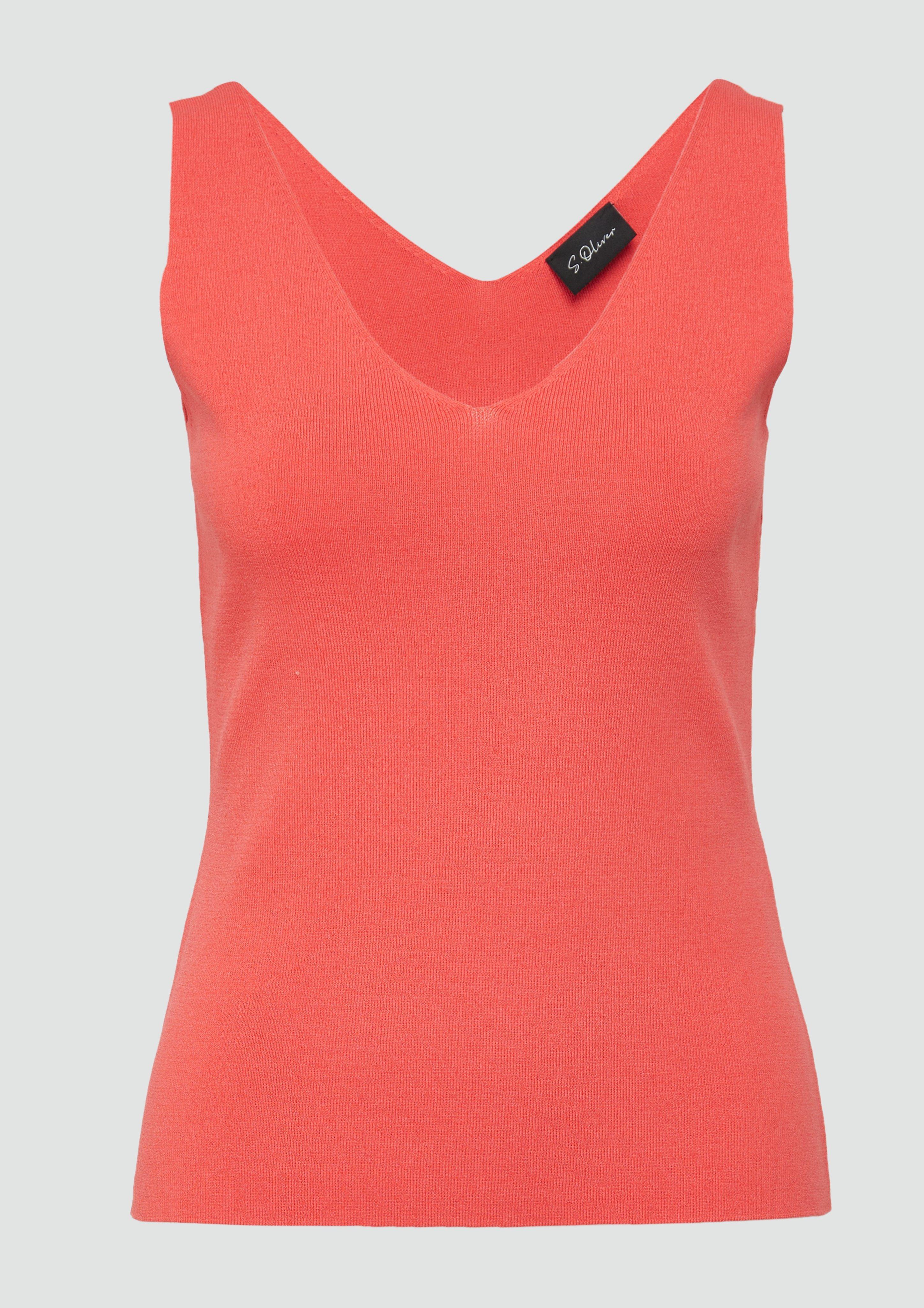 s.Oliver - Ärmelloses Feinstrick-Top im Slim Fit, Damen, rot
