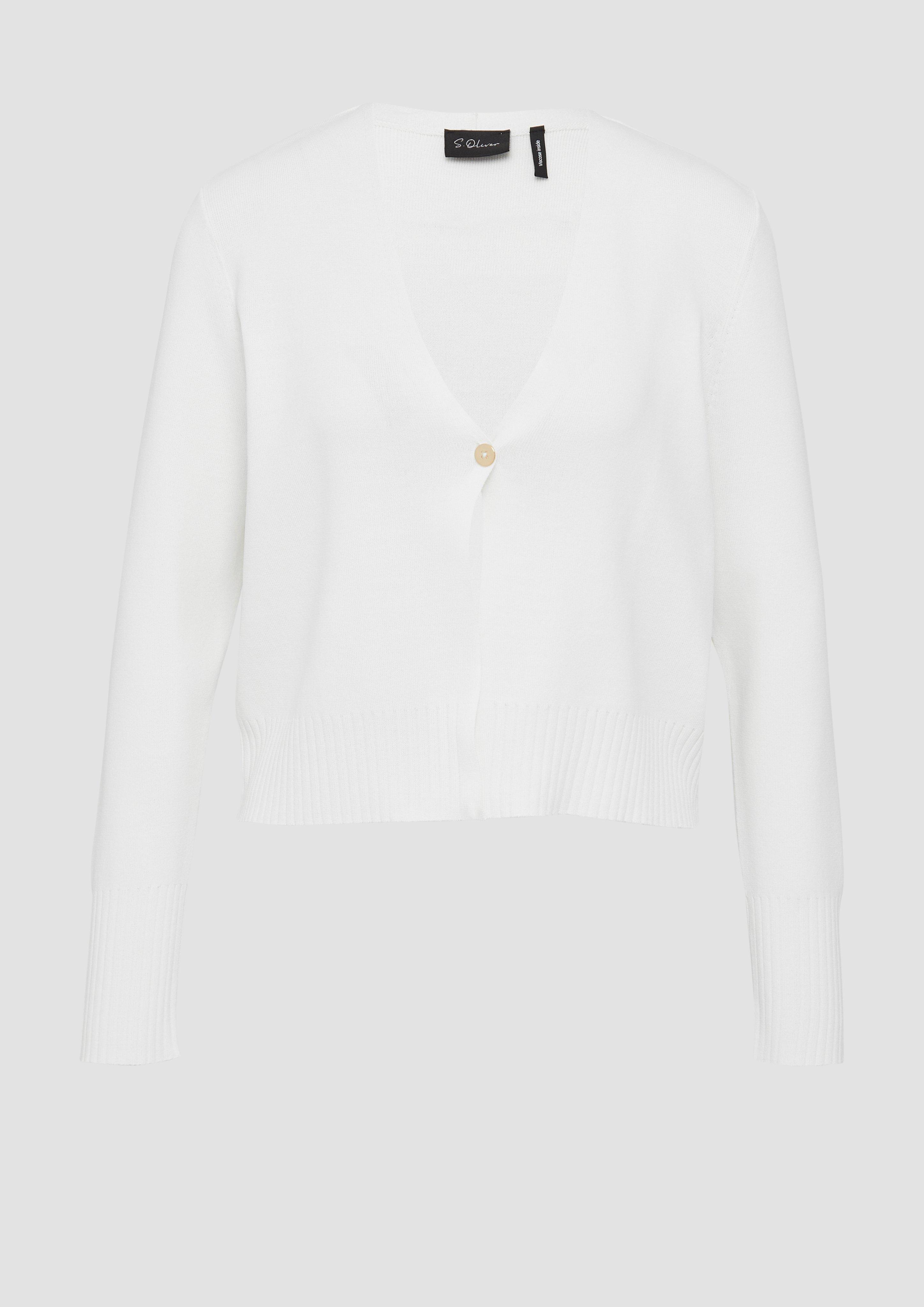 s.Oliver - Kurzer Feinstrick-Cardigan aus Viskosemix mit Knopf, Damen, creme