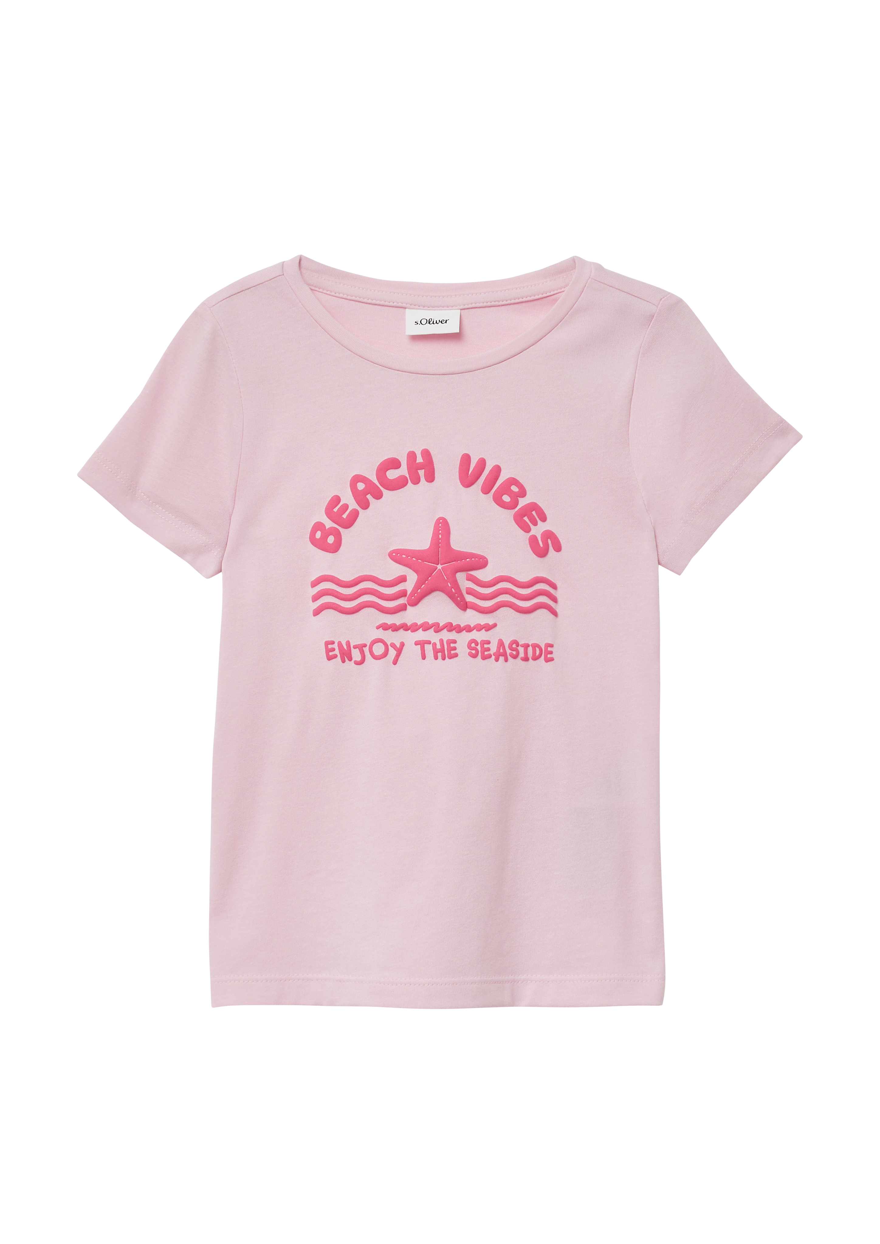 s.Oliver - Baumwoll-T-Shirt mit Print, Kinder, Rosa
