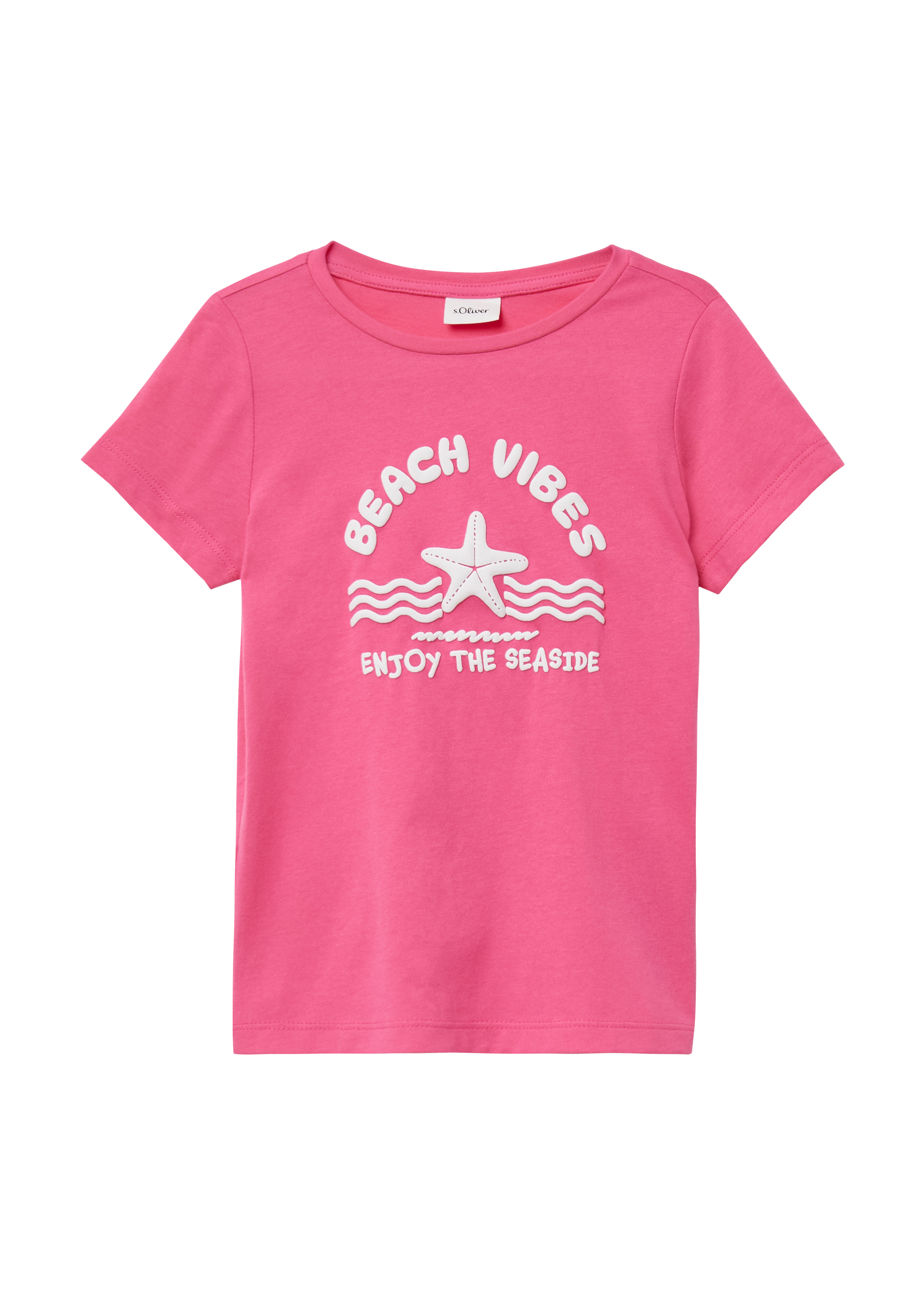 s.Oliver - Baumwoll-T-Shirt mit Print, Kinder, Rosa