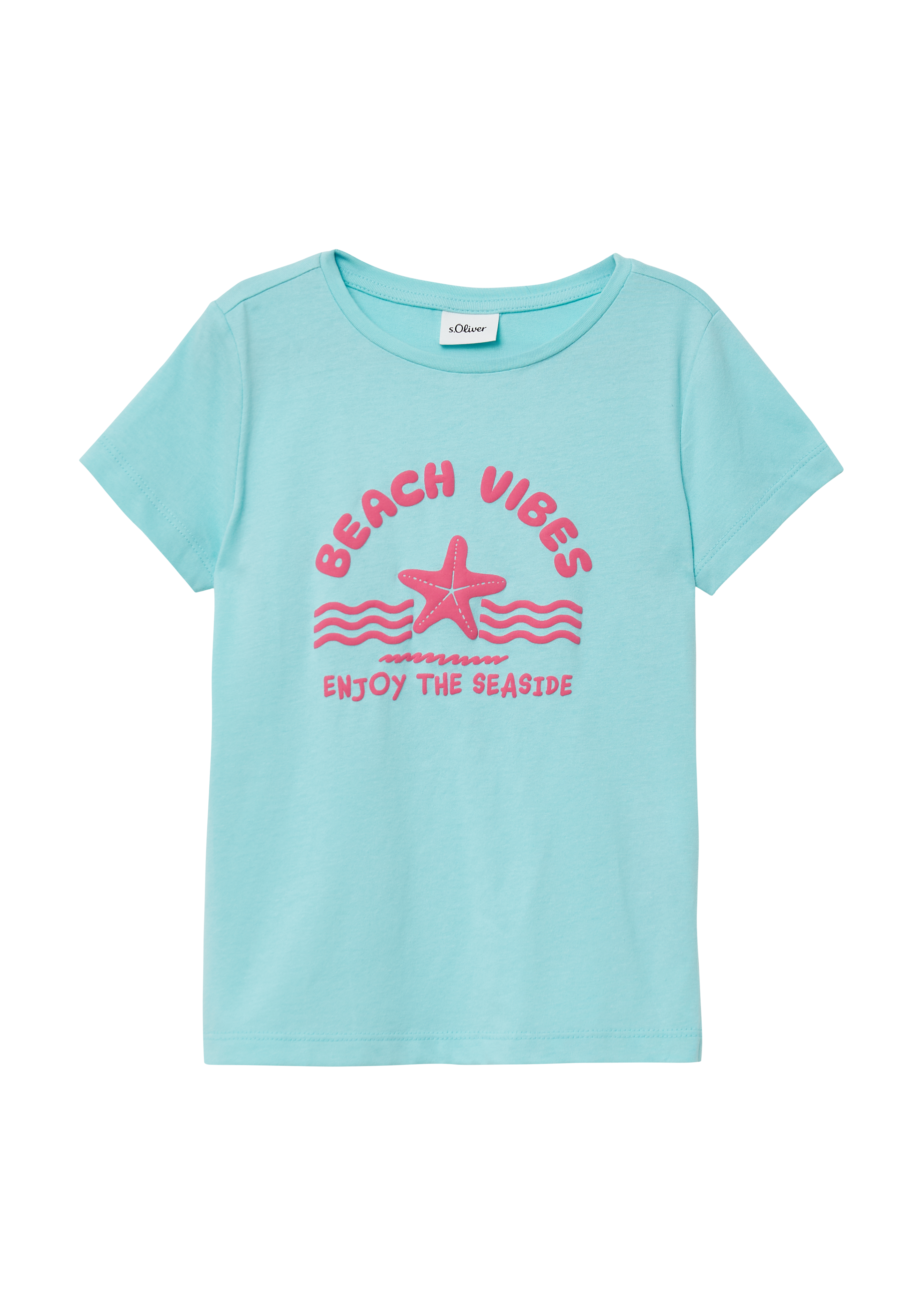 s.Oliver - Baumwoll-T-Shirt mit Print, Kinder, türkis