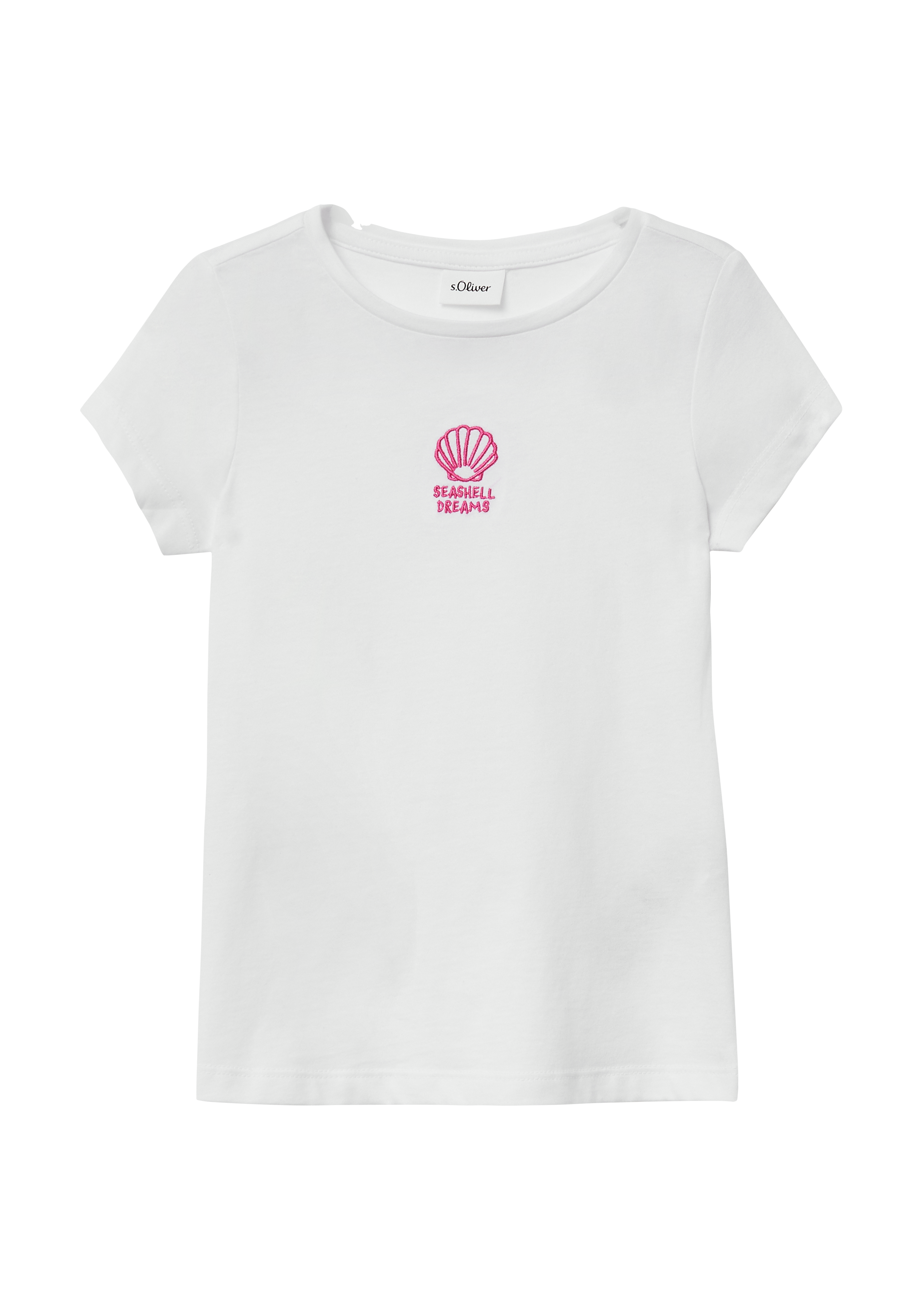 s.Oliver - Ausgestelltes T-Shirt mit Stickerei, Kinder, weiß
