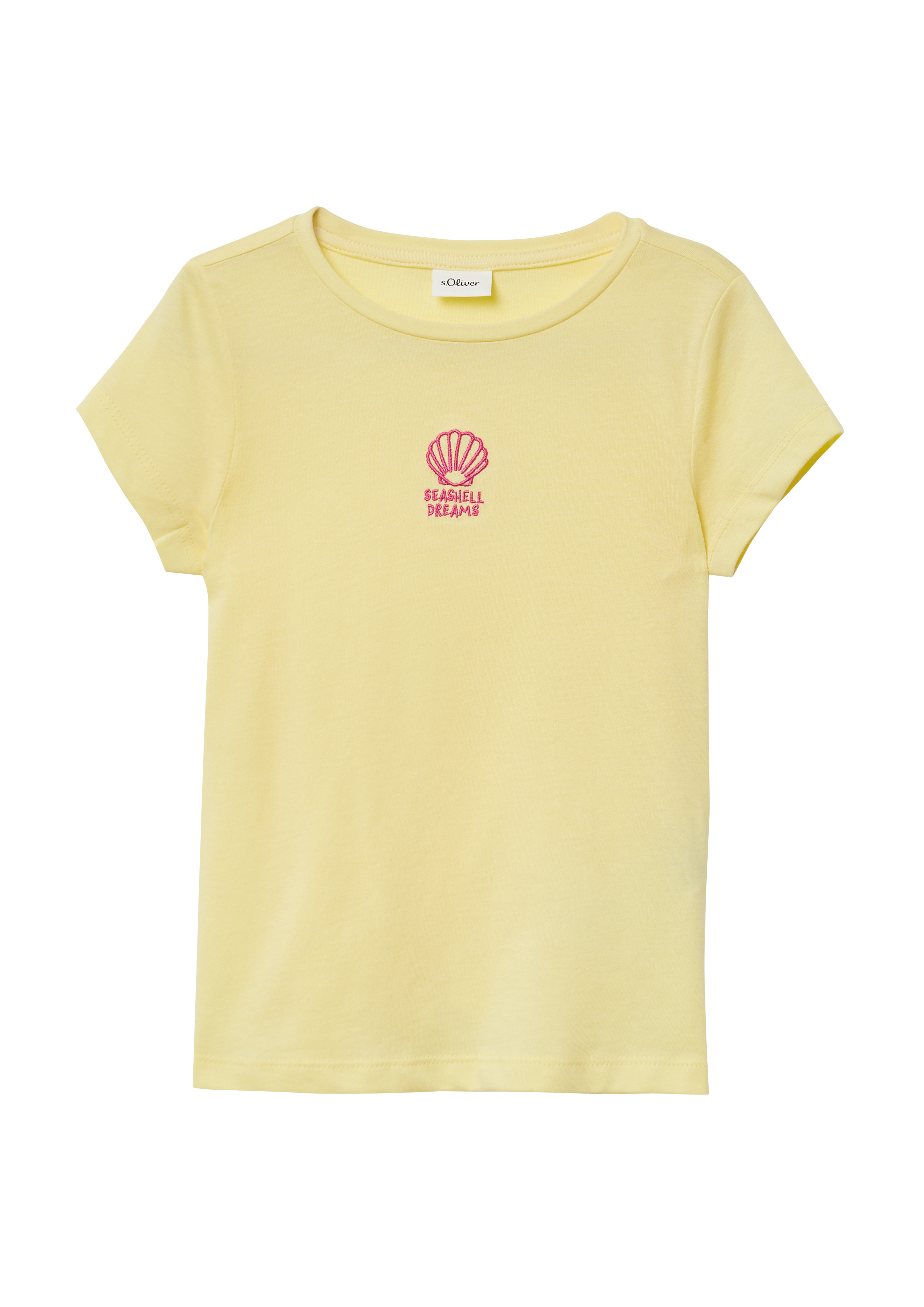 s.Oliver - Ausgestelltes T-Shirt mit Stickerei, Kinder, gelb