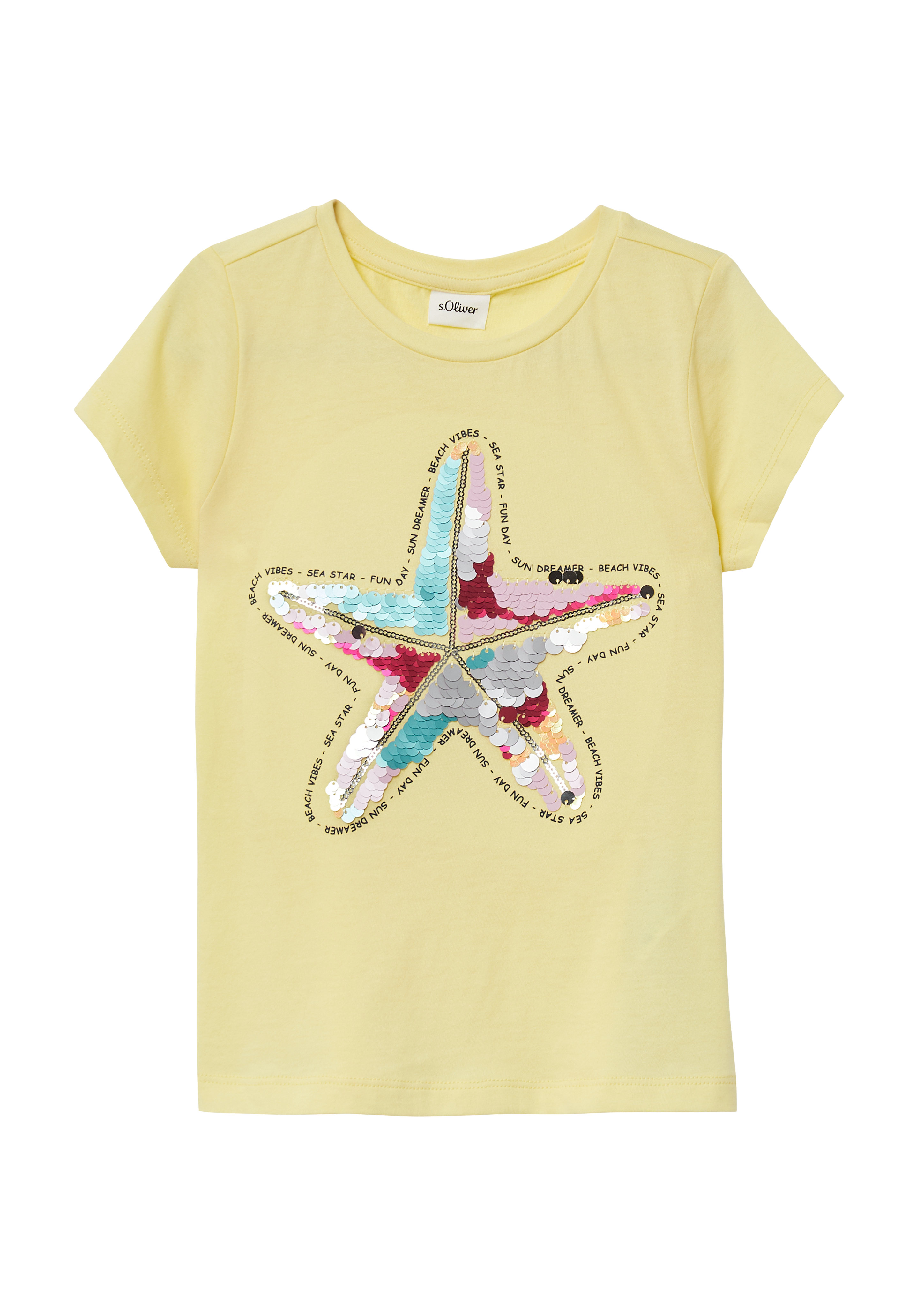 s.Oliver - T-Shirt im A-Shape mit Wendepailletten, Kinder, gelb