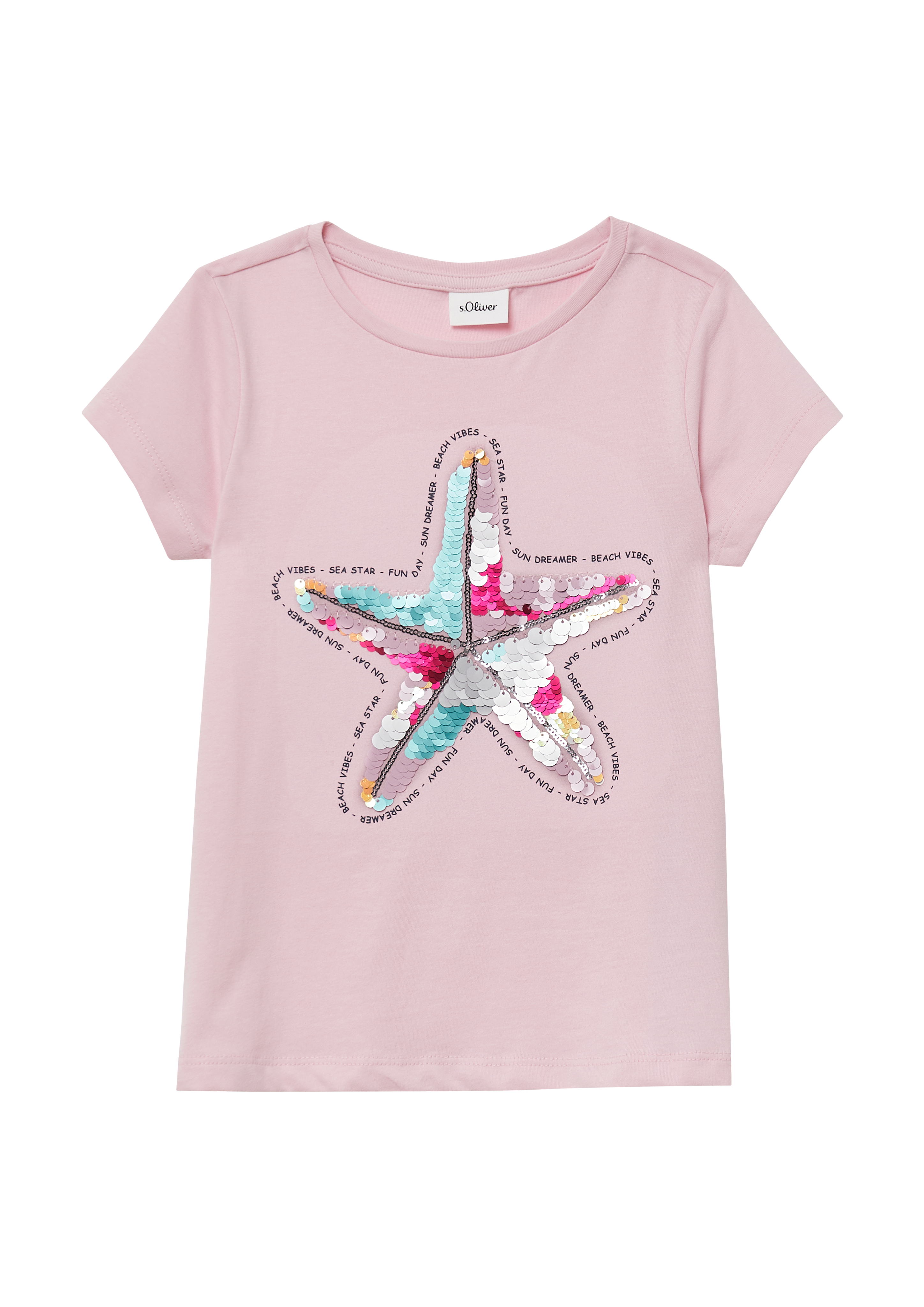 s.Oliver - T-Shirt im A-Shape mit Wendepailletten, Kinder, Rosa