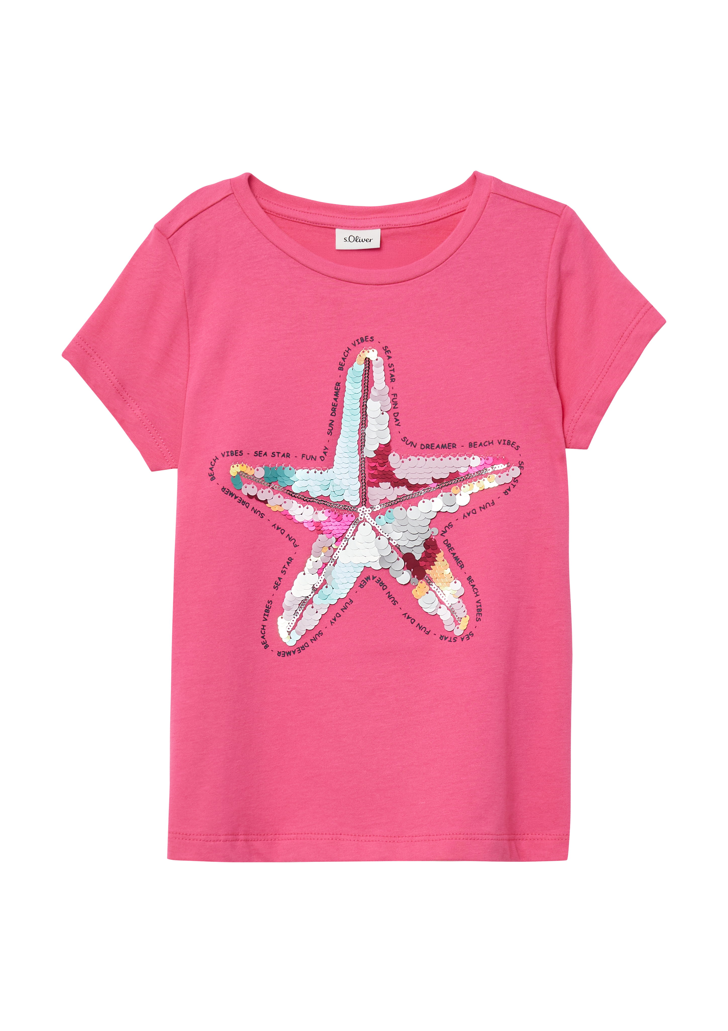 s.Oliver - T-Shirt im A-Shape mit Wendepailletten, Kinder, Rosa