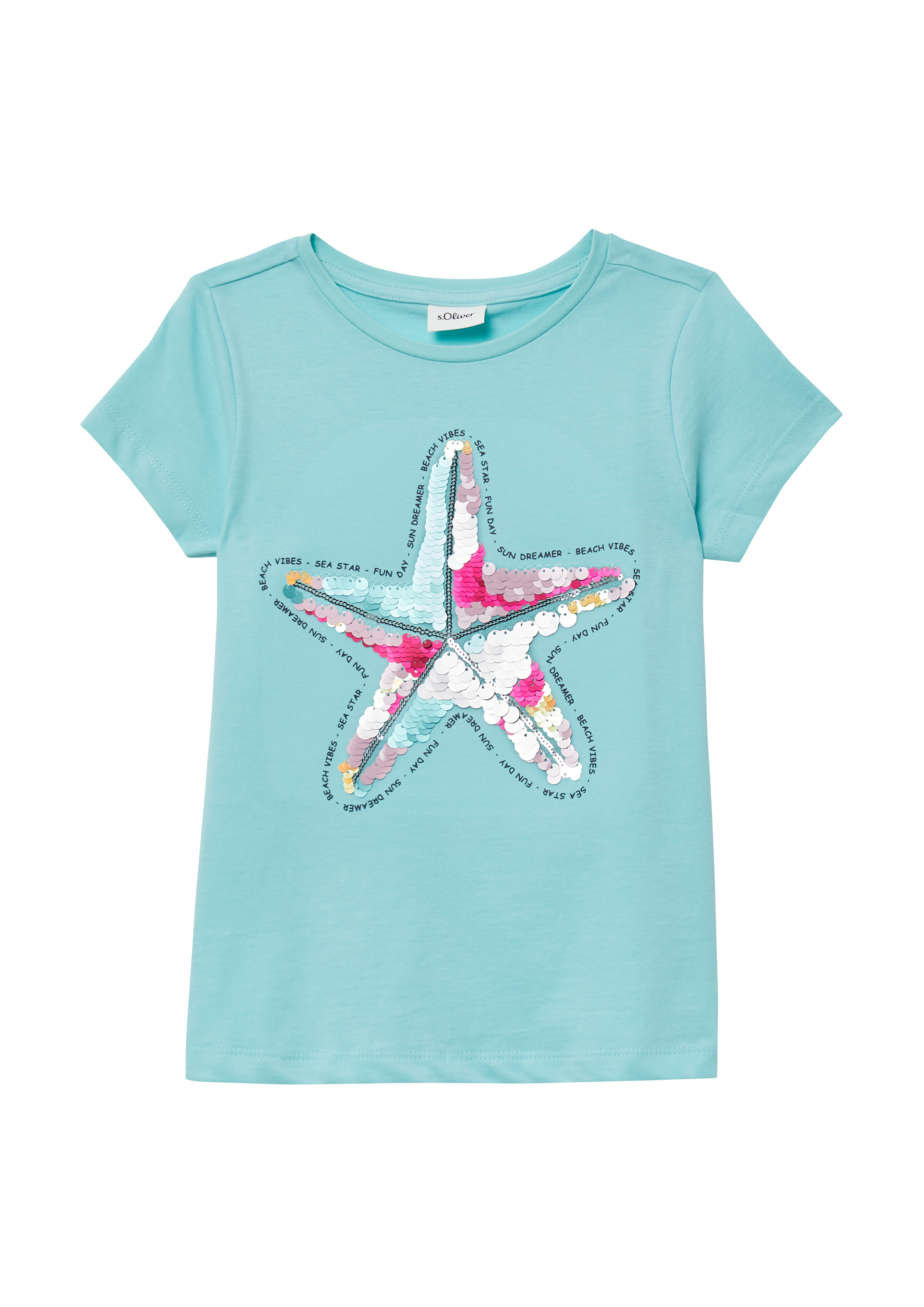 s.Oliver - T-Shirt im A-Shape mit Wendepailletten, Kinder, türkis