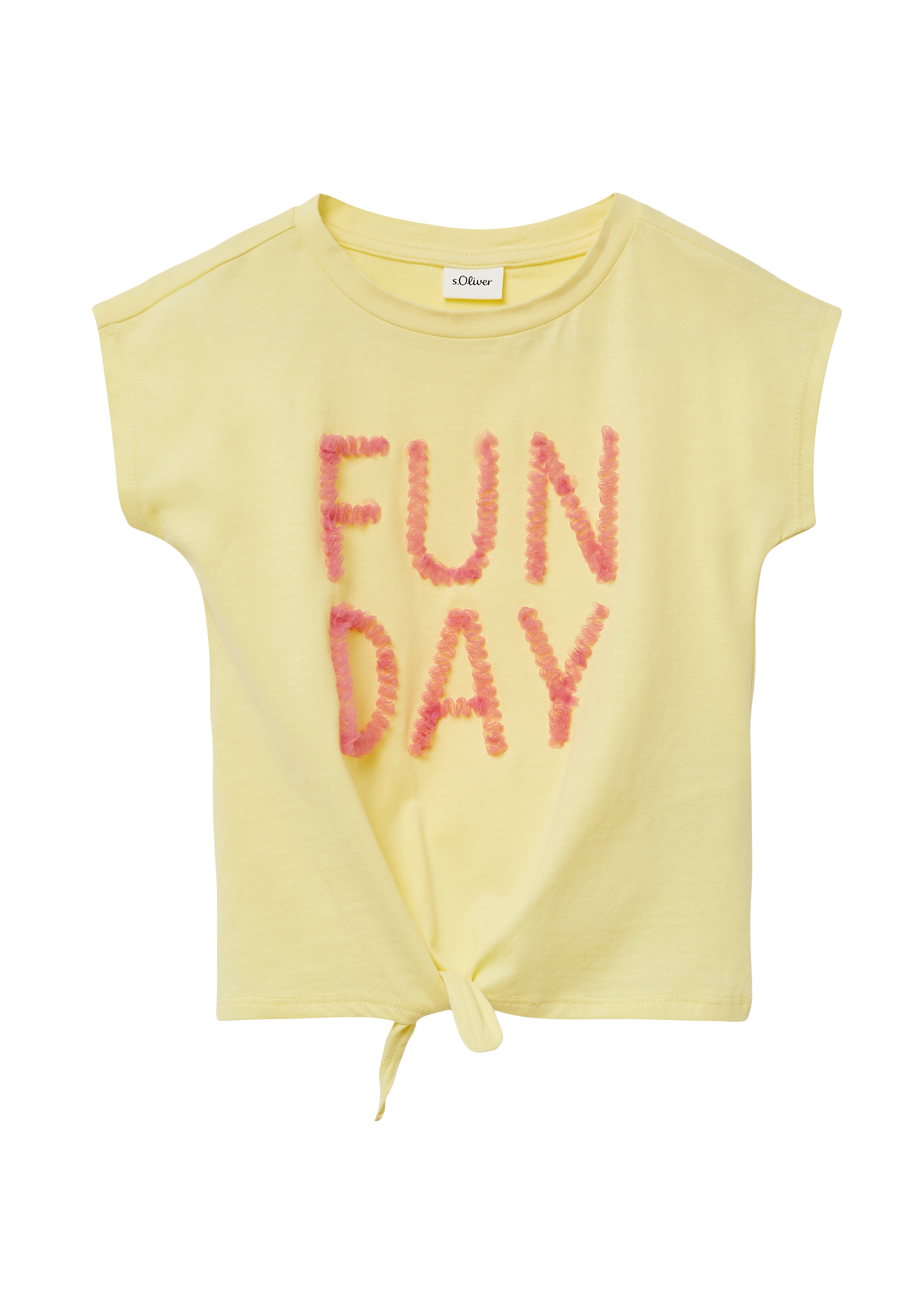 s.Oliver - T-Shirt mit Applikation und Knotendetail, Kinder, gelb