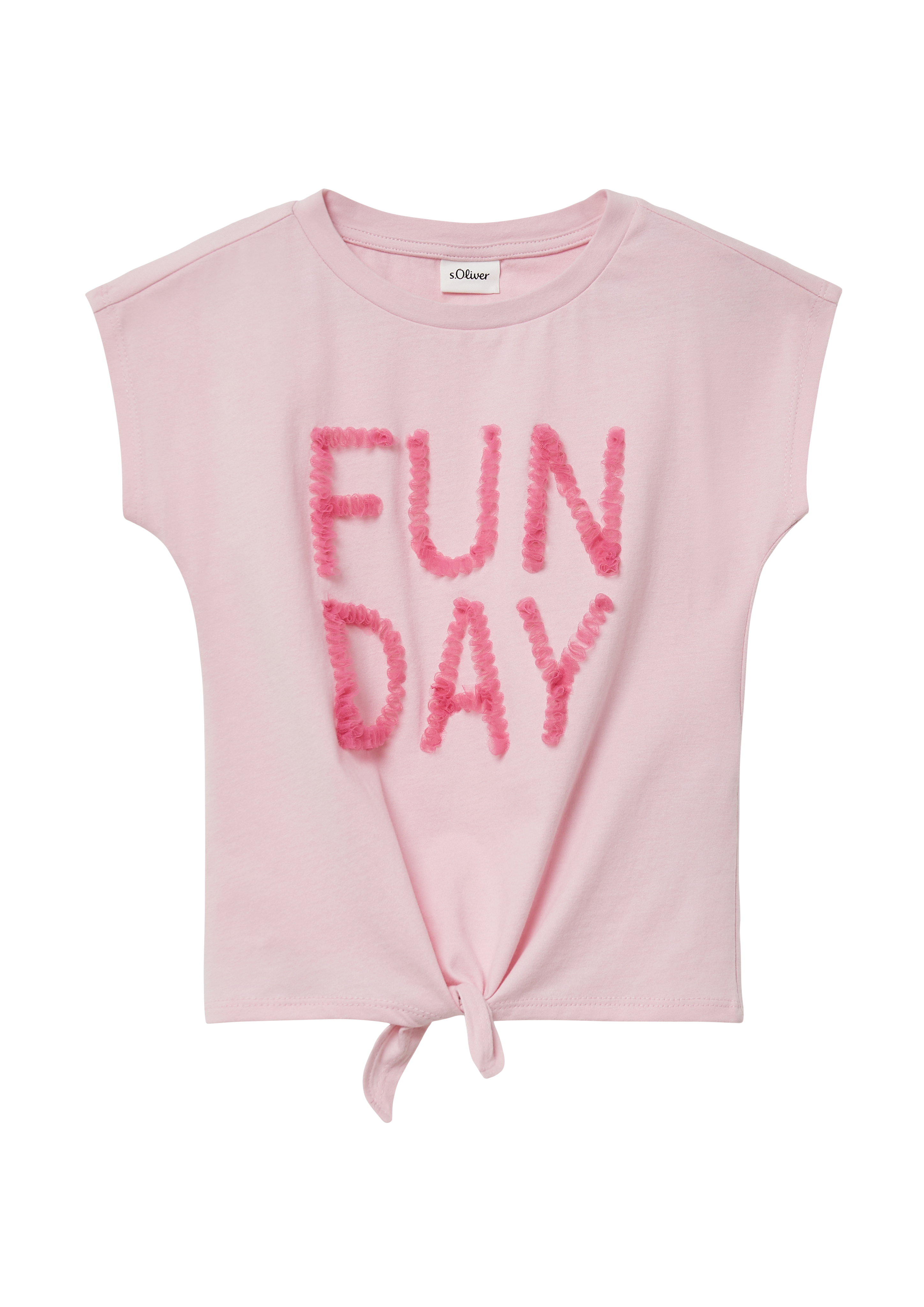 s.Oliver - T-Shirt mit Applikation und Knotendetail, Kinder, Rosa