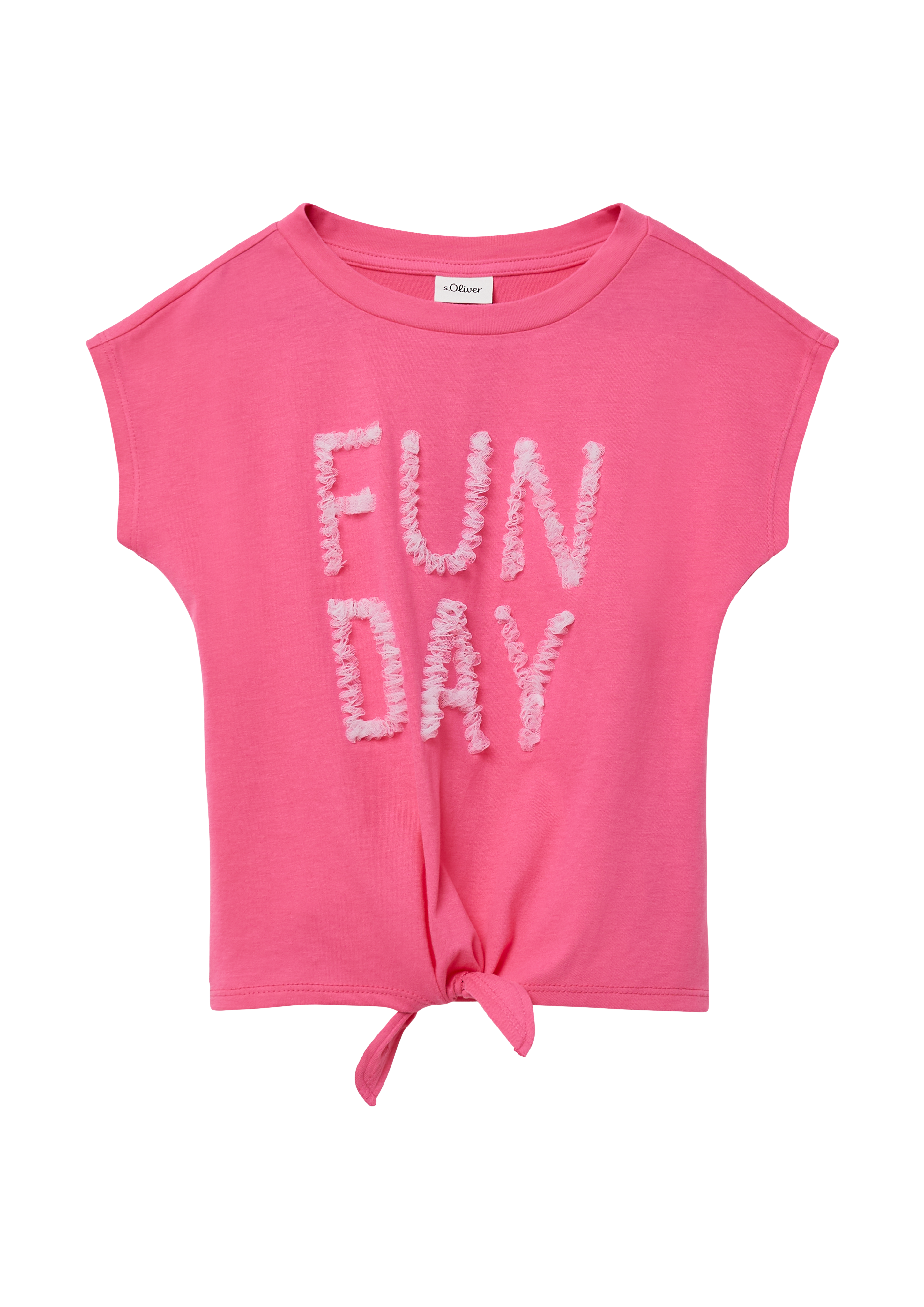 s.Oliver - T-Shirt mit Applikation und Knotendetail, Kinder, Rosa