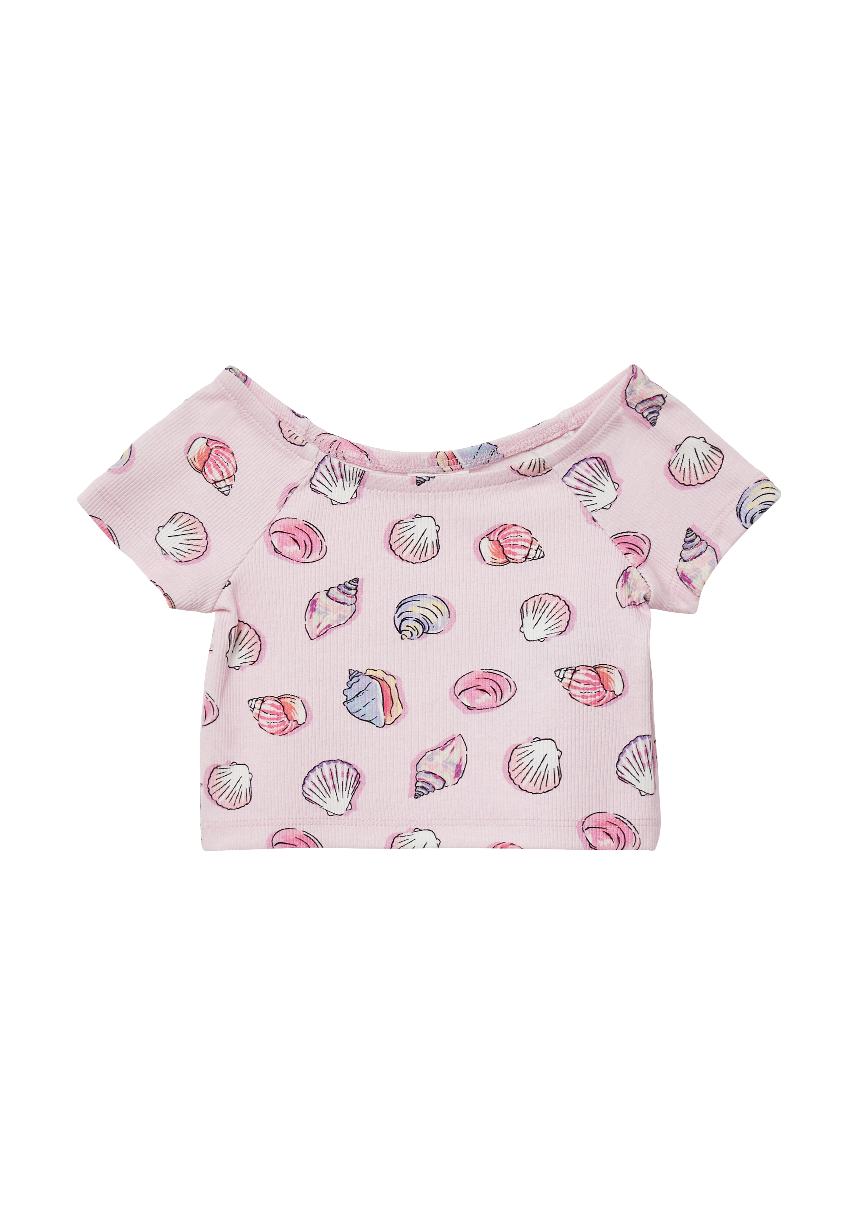 s.Oliver - Verkürztes T-Shirt aus Rippware mit Off-Shoulder-Ausschnitt, Kinder, Rosa