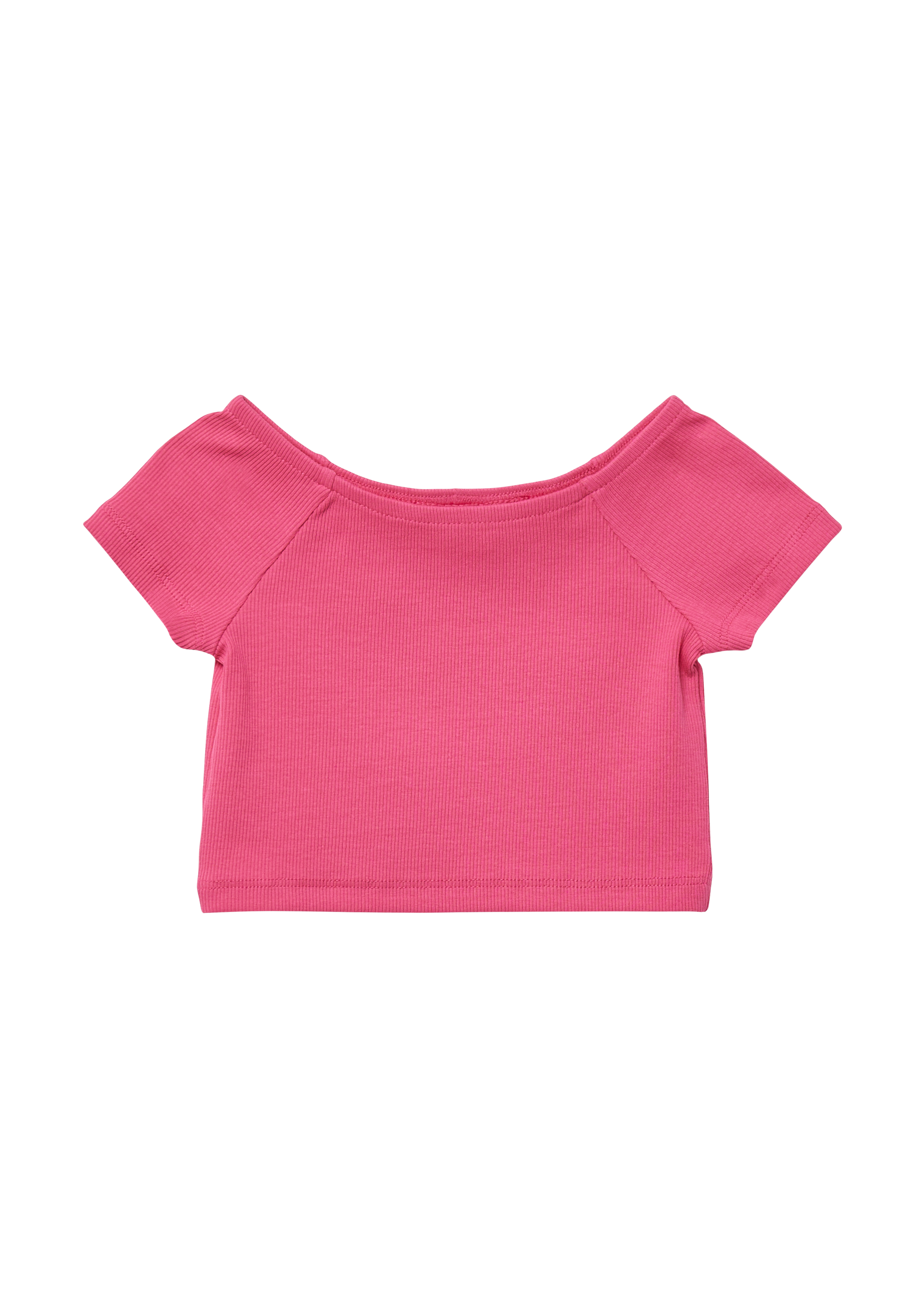 s.Oliver - Verkürztes T-Shirt aus Rippware mit Off-Shoulder-Ausschnitt, Kinder, Rosa
