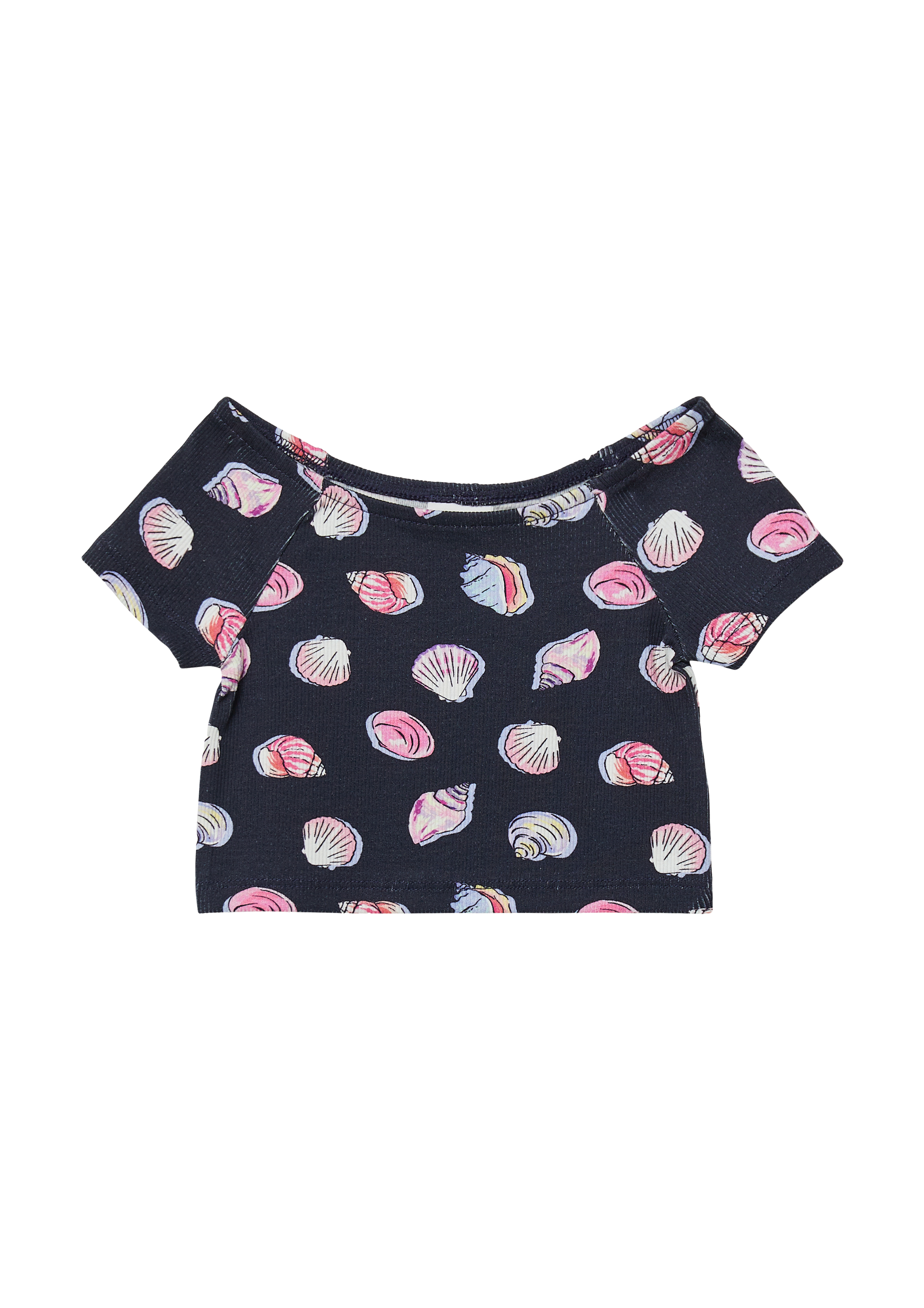 s.Oliver - Verkürztes T-Shirt aus Rippware mit Off-Shoulder-Ausschnitt, Kinder, blau