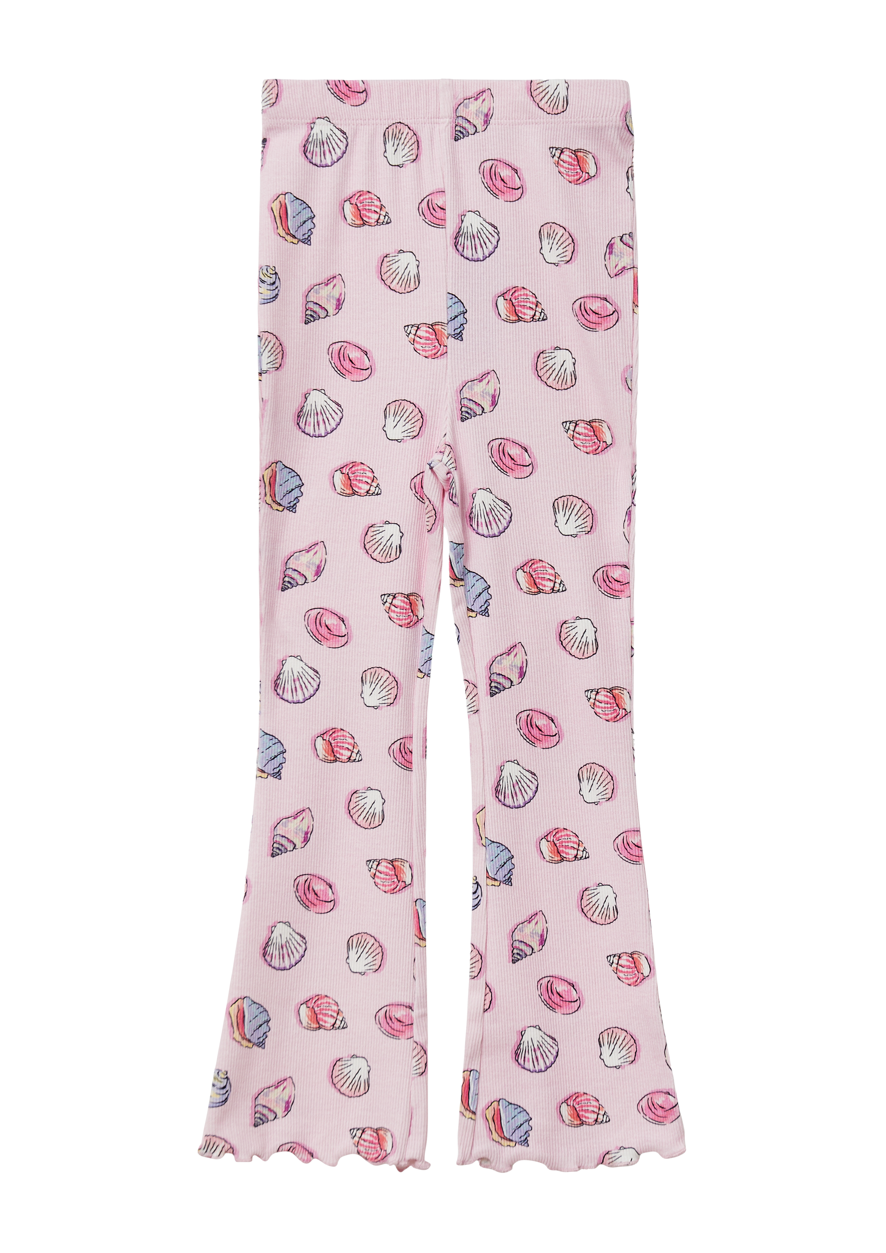 s.Oliver - Gerippte Leggings mit Flared Leg und All-over-Print, Kinder, Rosa