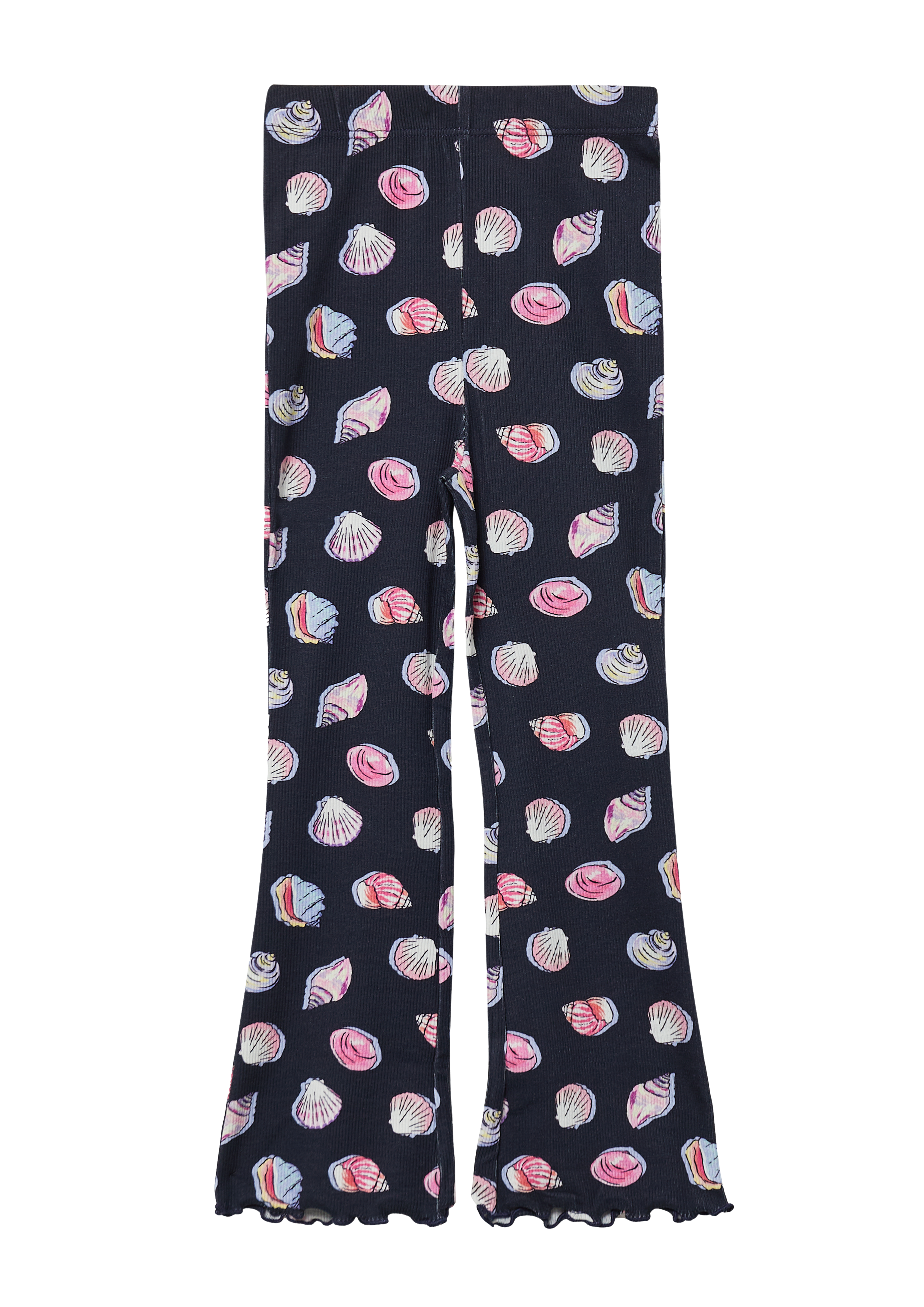 s.Oliver - Gerippte Leggings mit Flared Leg und All-over-Print, Kinder, blau