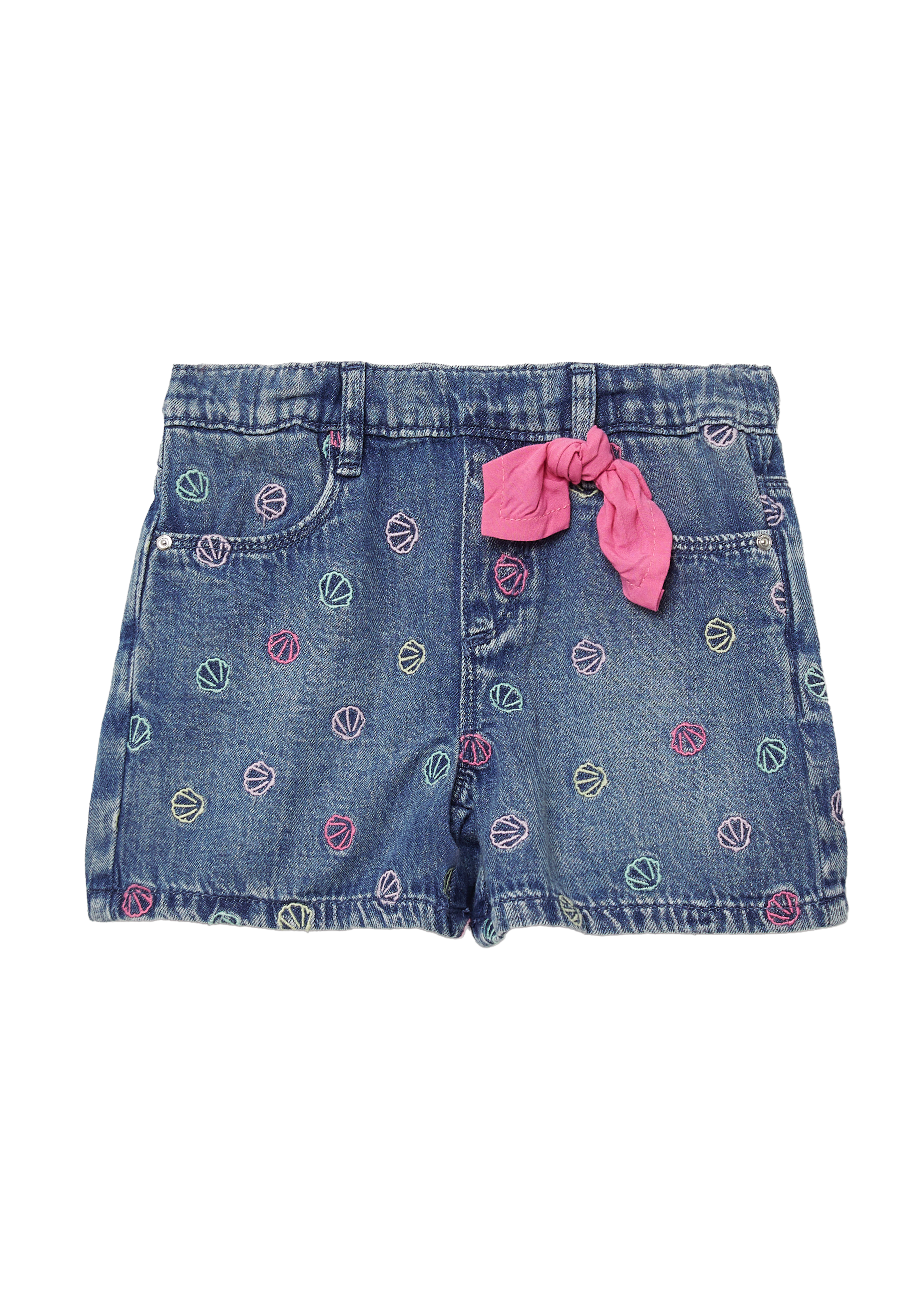 s.Oliver - Bestickte Jeans-Shorts im Loose Fit mit Schleifendetail, Kinder, blau