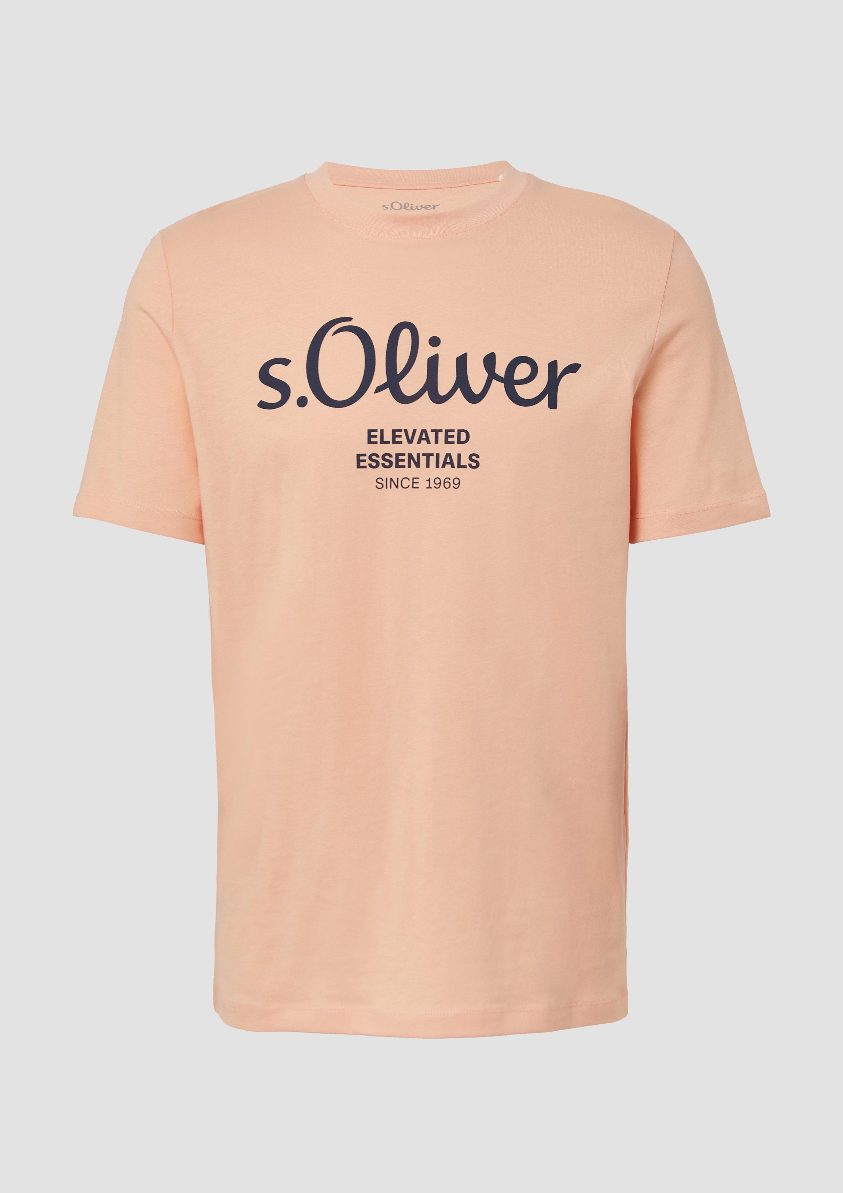 s.Oliver - T-Shirt mit Logo-Print, Herren, Orange